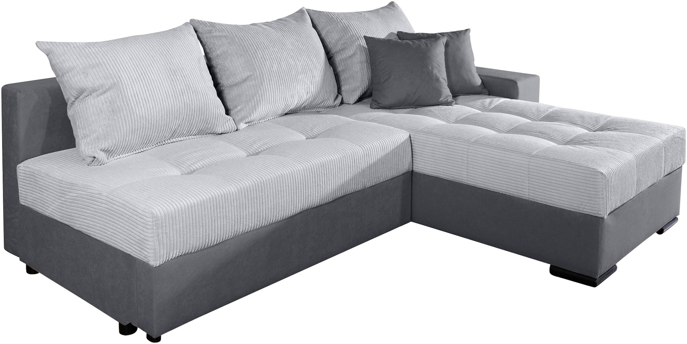 COLLECTION AB Ecksofa »Josy L-Form, B: 214 cm in Cord, Cord-Mix« mit Bettfunktion, Bettkasten & 2 Zierkissen, Federkern