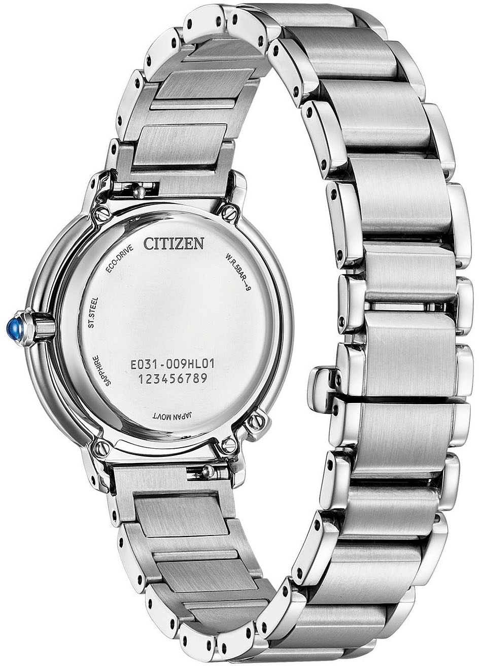 Citizen Solaruhr, (Set, 2 tlg., mit Wechselband aus veganer Lederalternative (Apfel), Armbanduhr, Damenuhr, Diamanten, Saphirglas, Edelstahlarmband