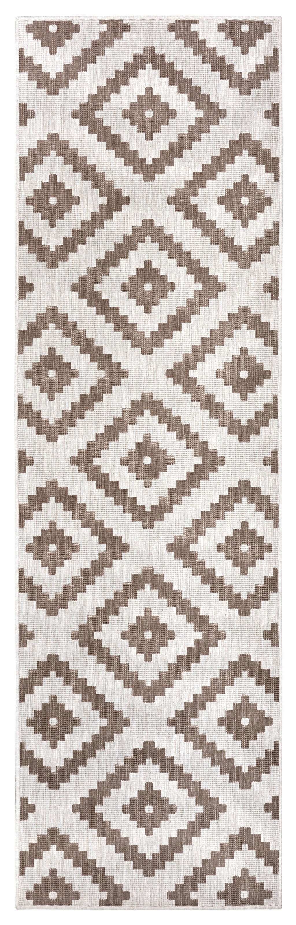 NORTHRUGS Teppich »Malta Wendeteppich«, rechteckig, 5 mm Höhe, In-& Outdoor, Wetterfest, Balkon, Terrasse, Raute, Läufer, Wohnzimmer