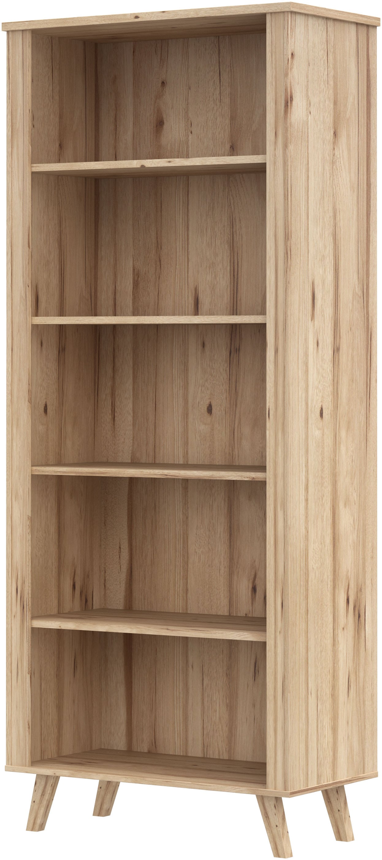 FORTE Wandregal »Vankka Regal breit«, (B/H/T 84,7/201,5/41,7 cm), breites Regal, Holzfüße, 5 offene Fächer, Einlegeböden variabel