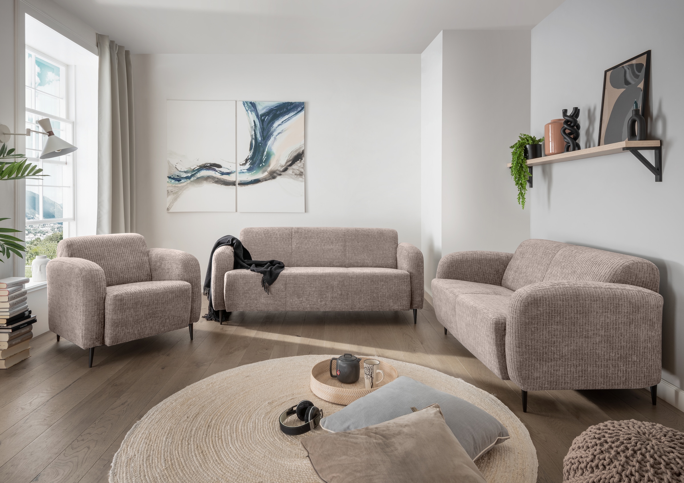 Home affaire Polstergarnitur »Marone bequem, zeitlos & elegant« Set, 3-Sitzer, 2-Sitzer, Sessel, 3 Stk. tlg. auch einzeln erhältlich