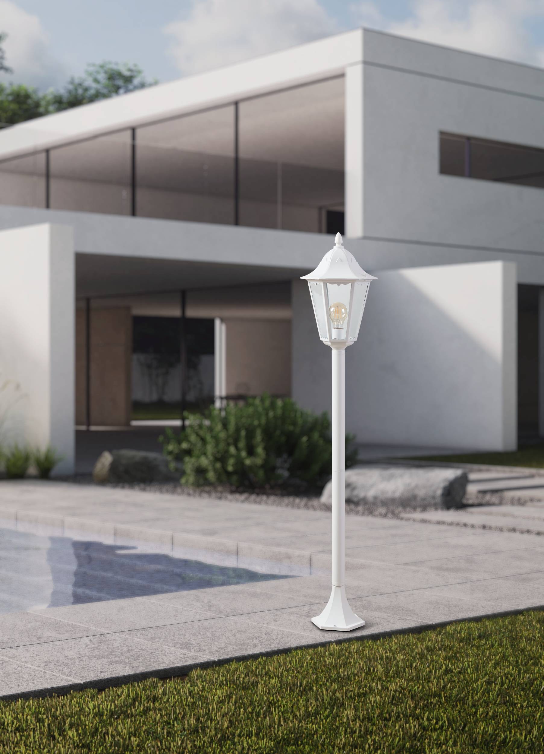 EGLO Stehlampe »Navedo Außen-Stehlmape, Außenlampe, Aluguss und Glas, E27, IP44, Lampe« E27 1 Stk. Stehleuchte - H120 x Ø23 cm - weiß - 1X60W exkl.