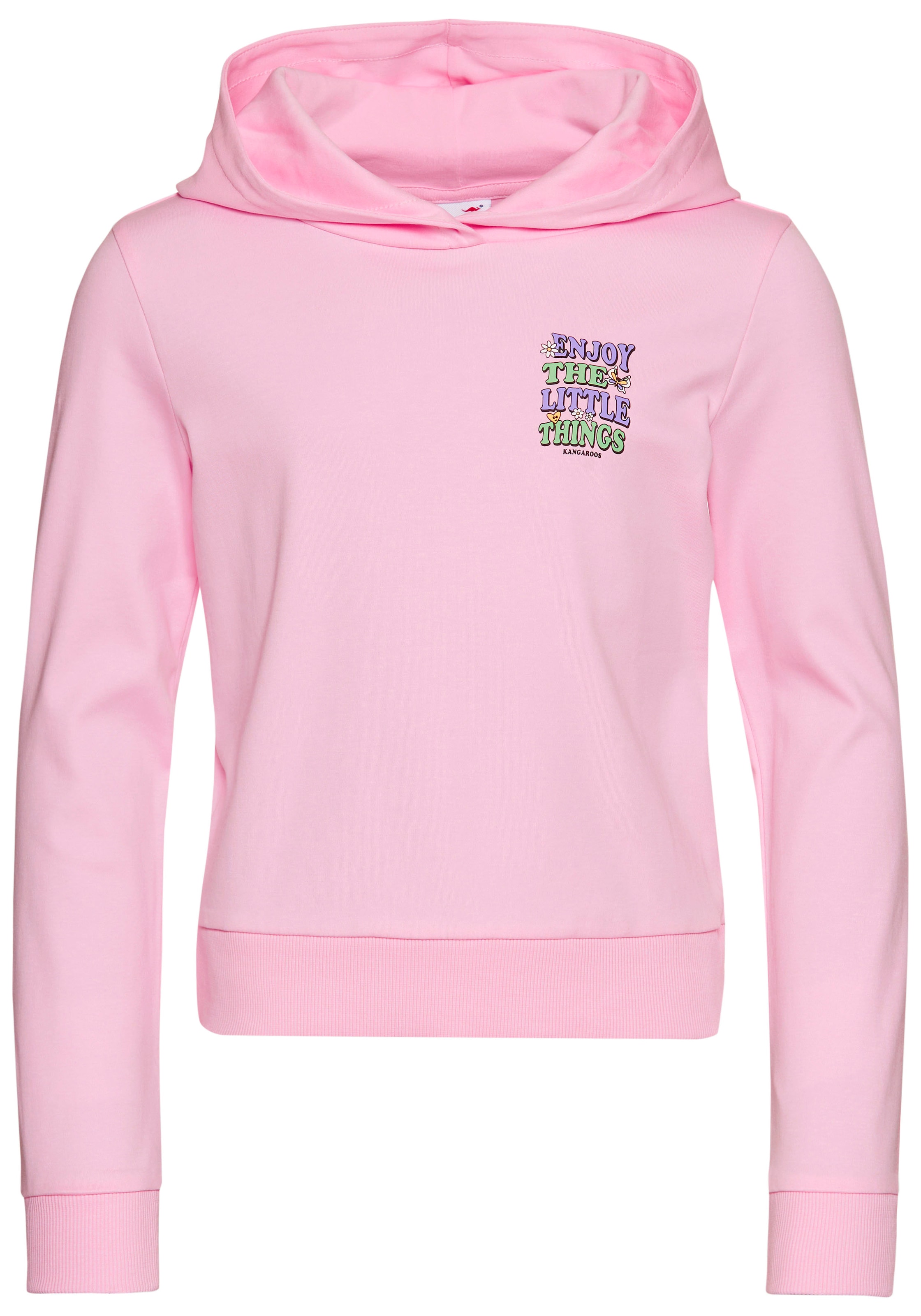 KangaROOS Kapuzenshirt »Shirt mit Rückendruck« in kurzer Form