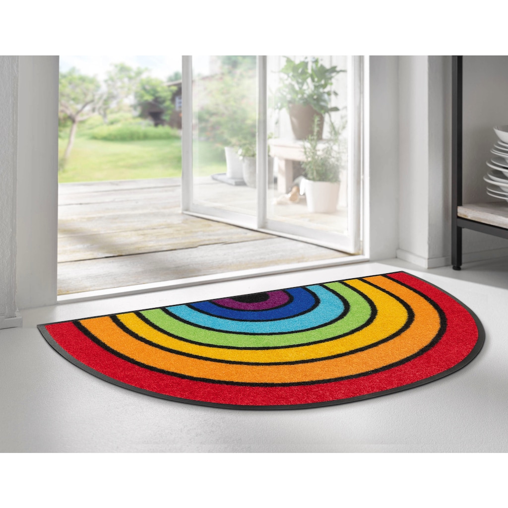 wash+dry by Kleen-Tex Fußmatte »Round Rainbow«, halbrund