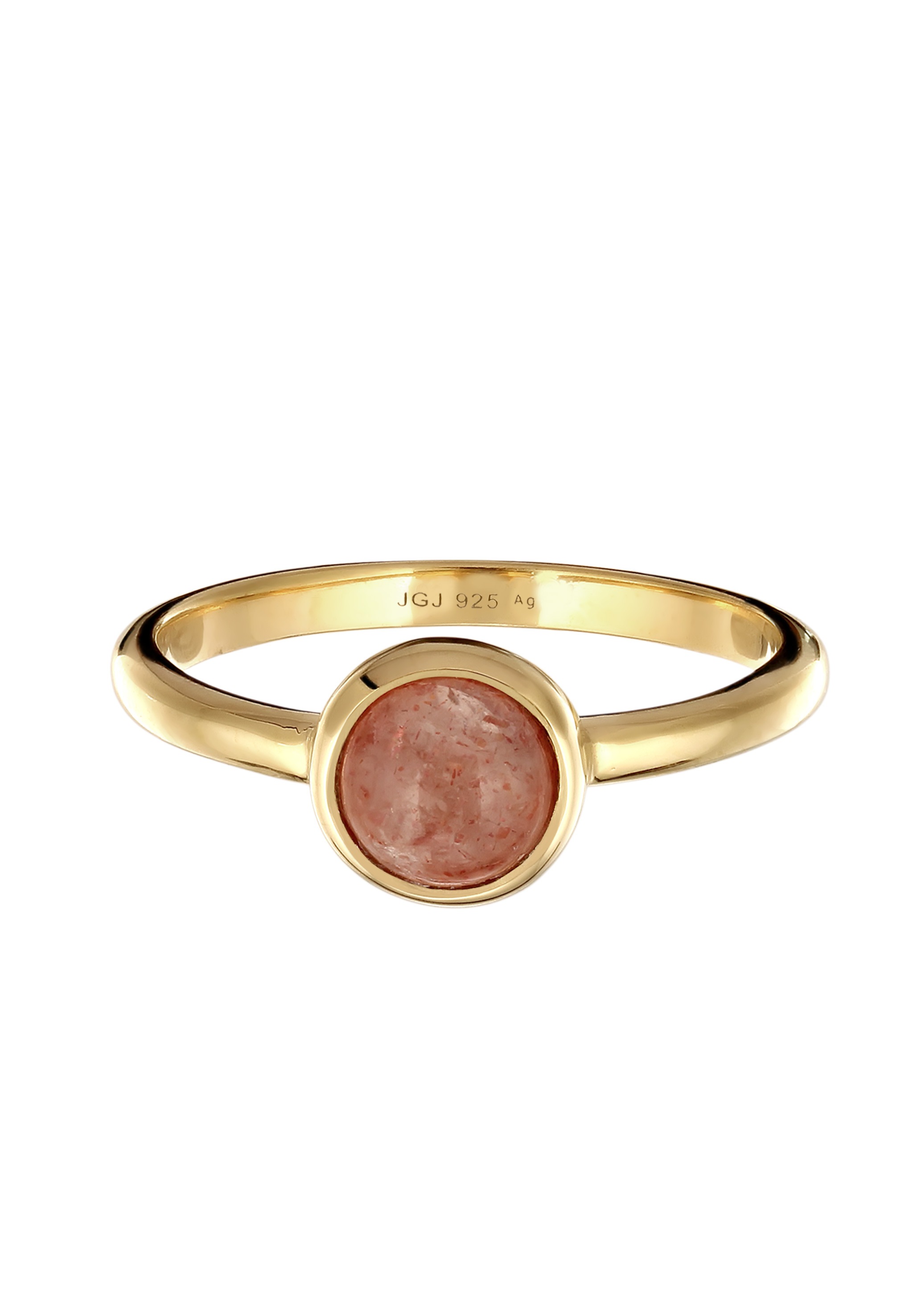 Elli Premium Silberring »Ring Stein Rund Feldspat Orange 925 Sterling Silvber Vergoldet«