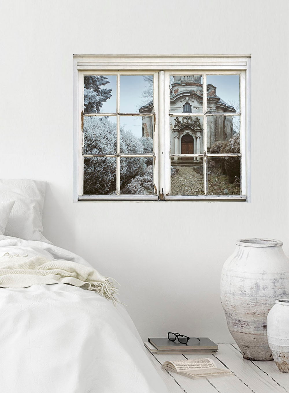 queence Wandsticker »Gebäude«, Wandsticker, Wandbild, selbstklebend, 3D, Fenster, Häuser, Gebäude