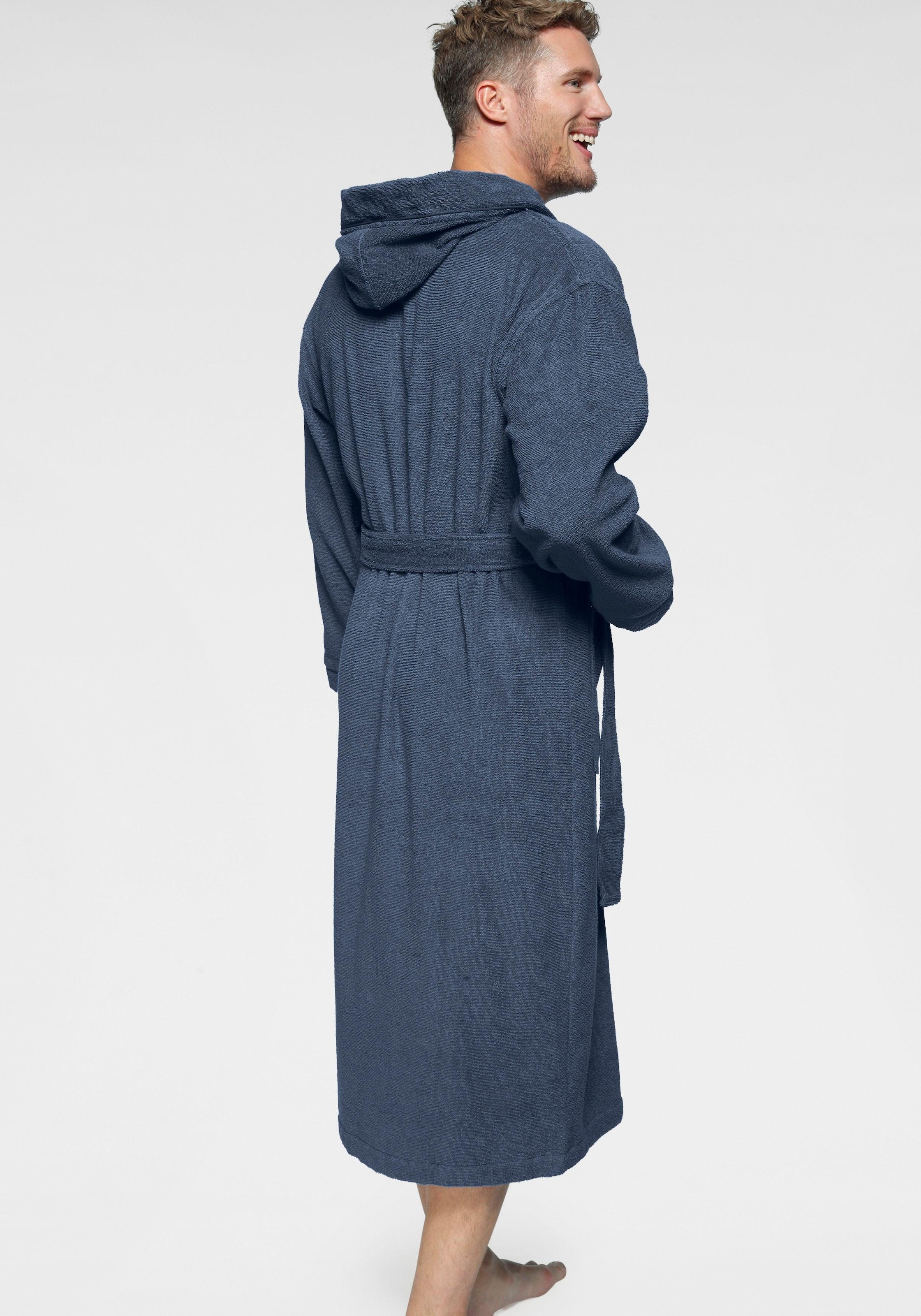 KangaROOS Unisex-Bademantel »Luke, ideal für Sauna & Spa, Hotelbademantel, Morgenmantel«, (1 St.), für Damen & Herren, Bademantel mit Kapuze & Logostickerei,S-2XL