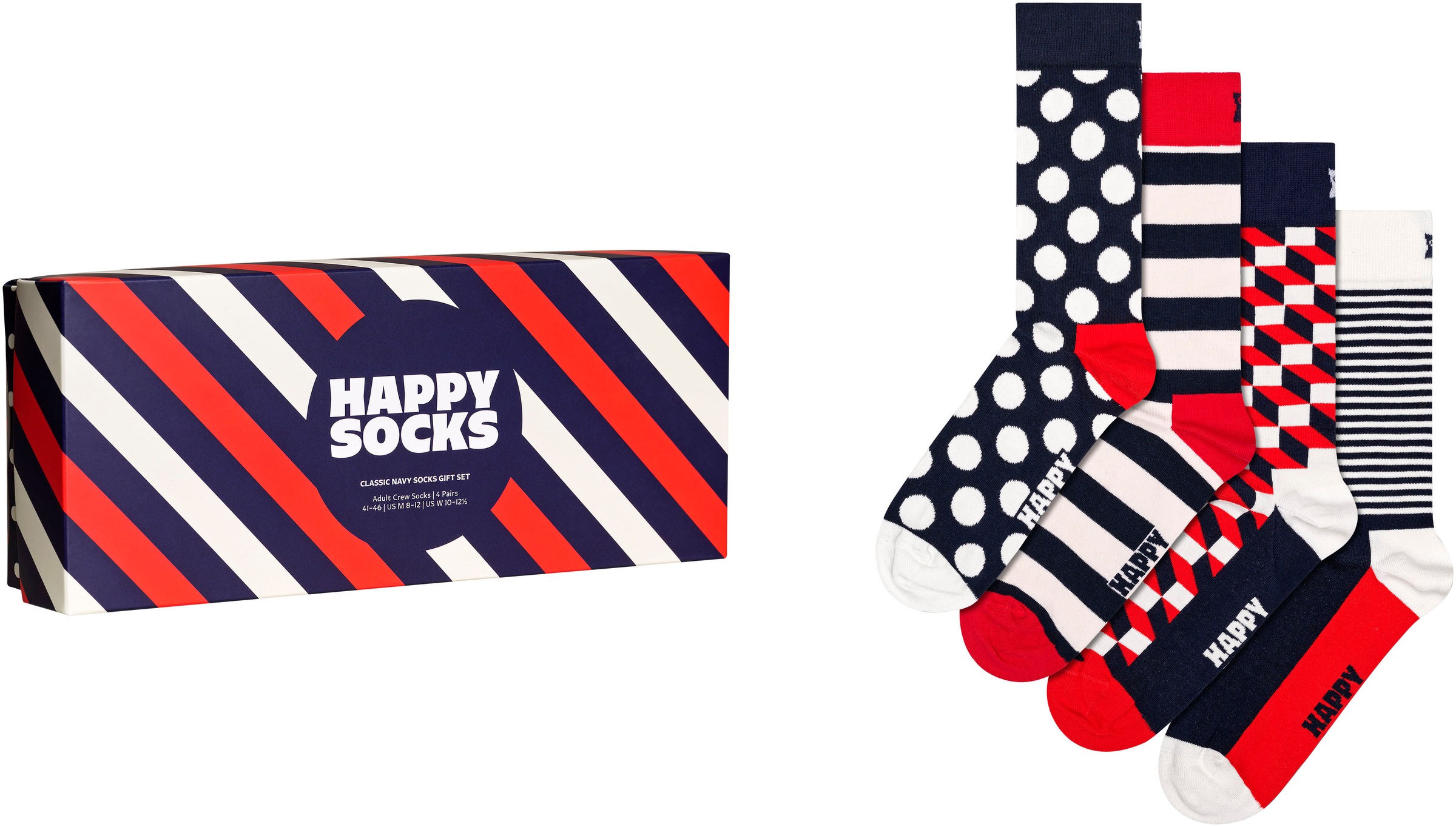 Happy Socks Socken »4-Pack Classic Navy Socks Gift Set«, (Packung, 4 Paar),  Dots & Stripes bei ♕ | Lange Socken