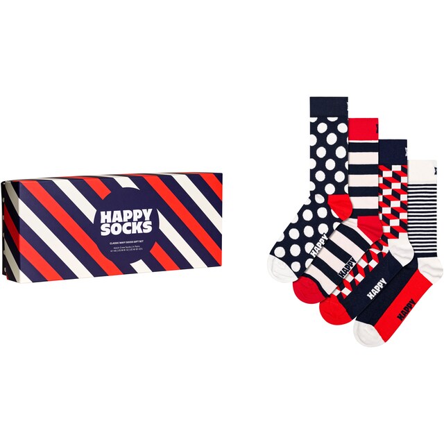 Socks »4-Pack Socks Paar), Happy Set«, Gift Dots bei Stripes (Packung, & Classic Navy Socken 4 ♕