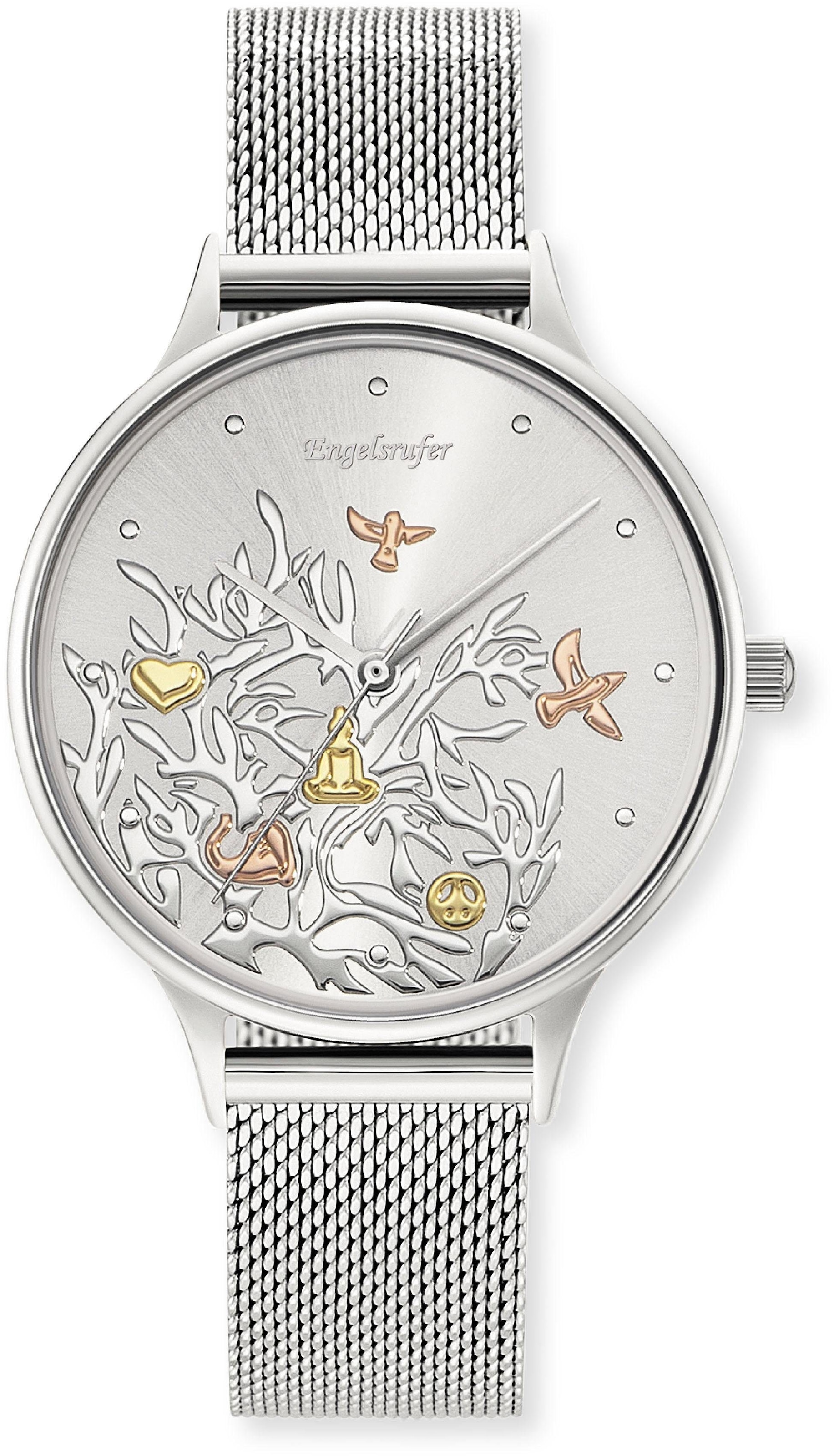 Engelsrufer Quarzuhr »Lebensbaum« Armbanduhr, Damenuhr, Edelstahlarmband, analog
