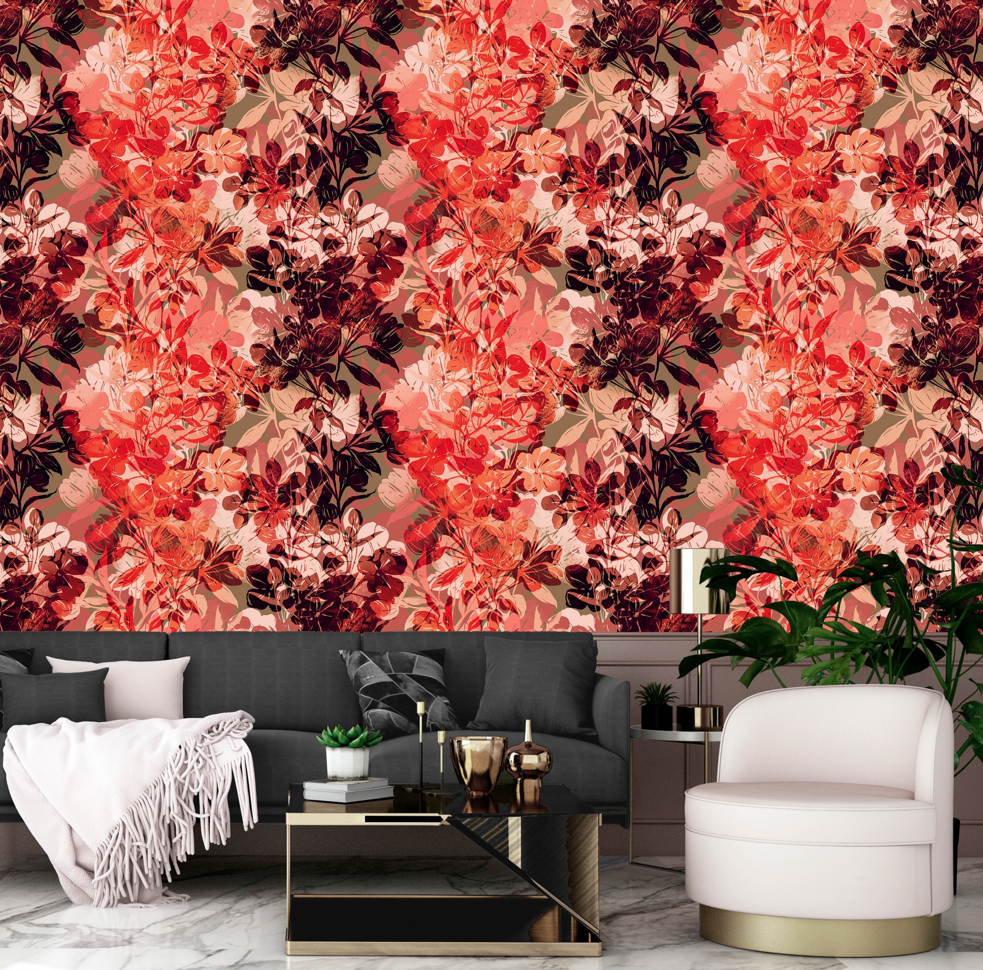 queence Vinyltapete »Finn«, bedruckt-Motiv-botanisch-floral-gemustert-natürlich, 90x250cm, selbstklebend, kinderleichte Anbringung, Sticker