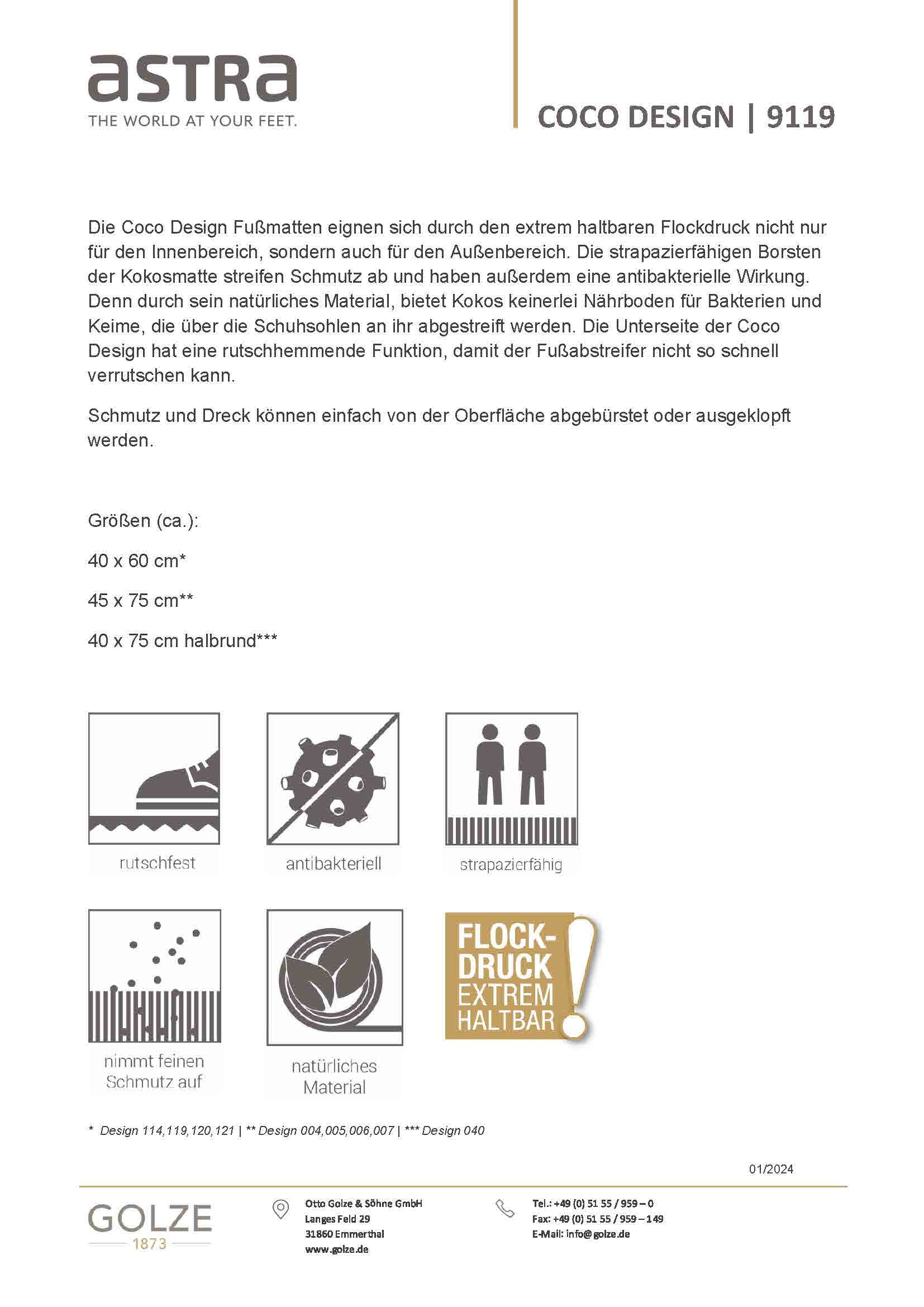 ASTRA Fußmatte »Coco Karo« rechteckig 14 mm Höhe Schmutzfangmatte, Kokosmatte