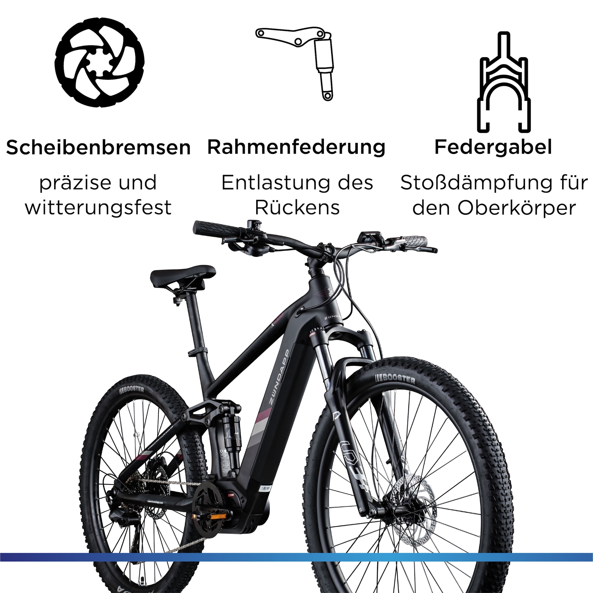 Zündapp »X1000« 10 Gang Shimano Cues U62020 SGS Schaltwerk Kettenschaltung Mittelmotor 250 W E Bike Mountainbike Fully 29 Zoll 10 Gänge Pedelec Damen Herren 730 Wh