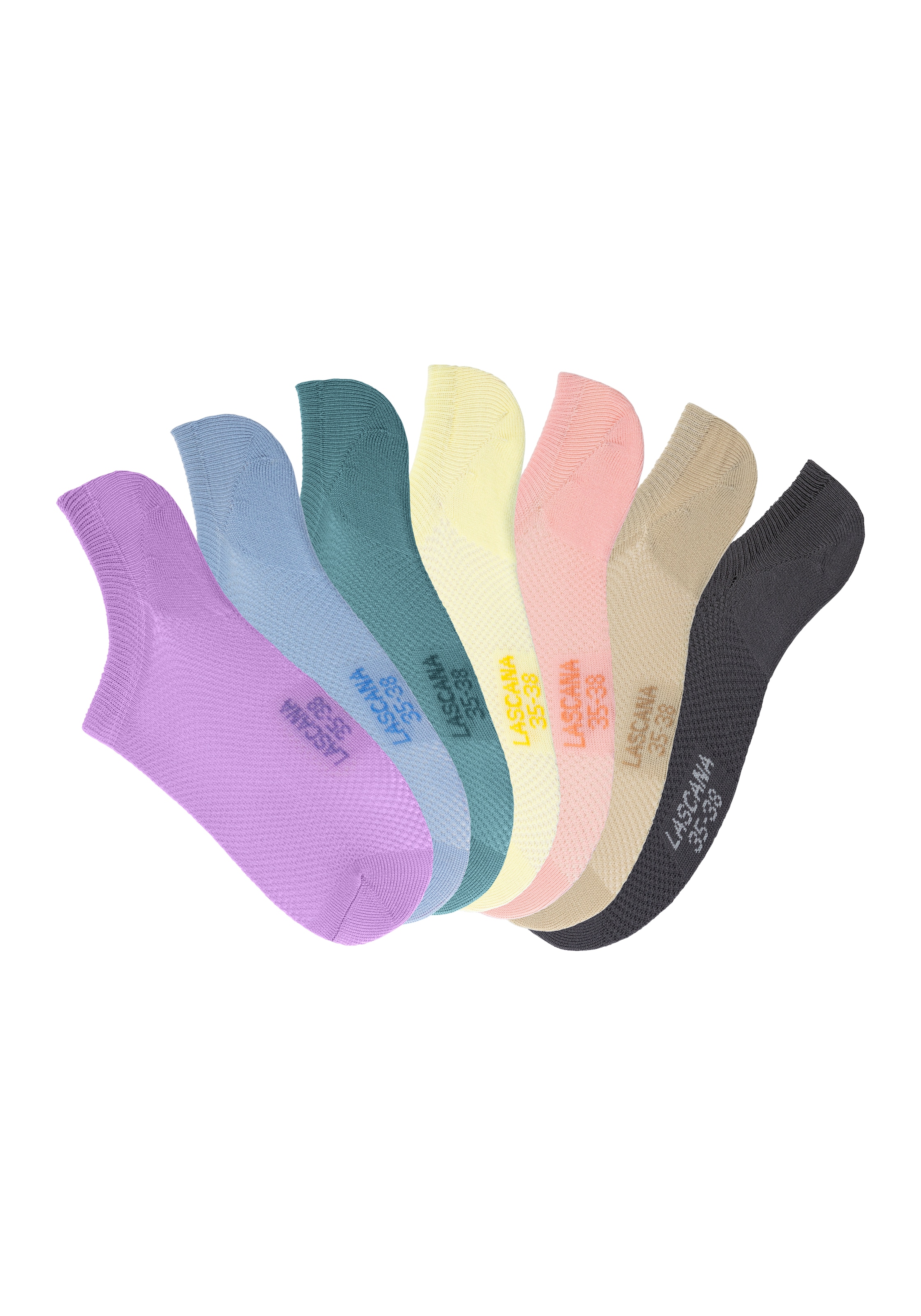 LASCANA ACTIVE Sneakersocken, (Packung, 7 Paar), mit Pikeestruktur und Silicon