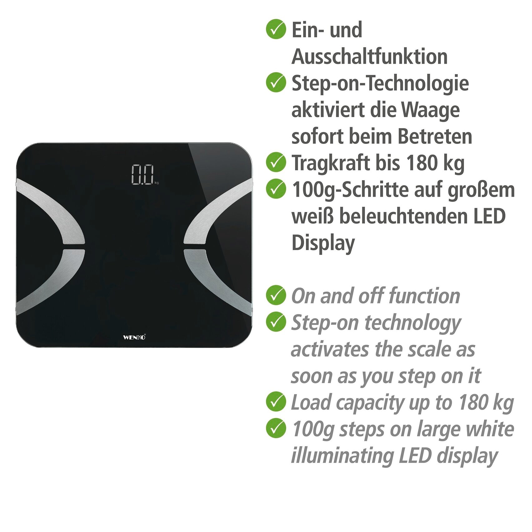WENKO Körper-Analyse-Waage Bluetooth Körperfettwaage