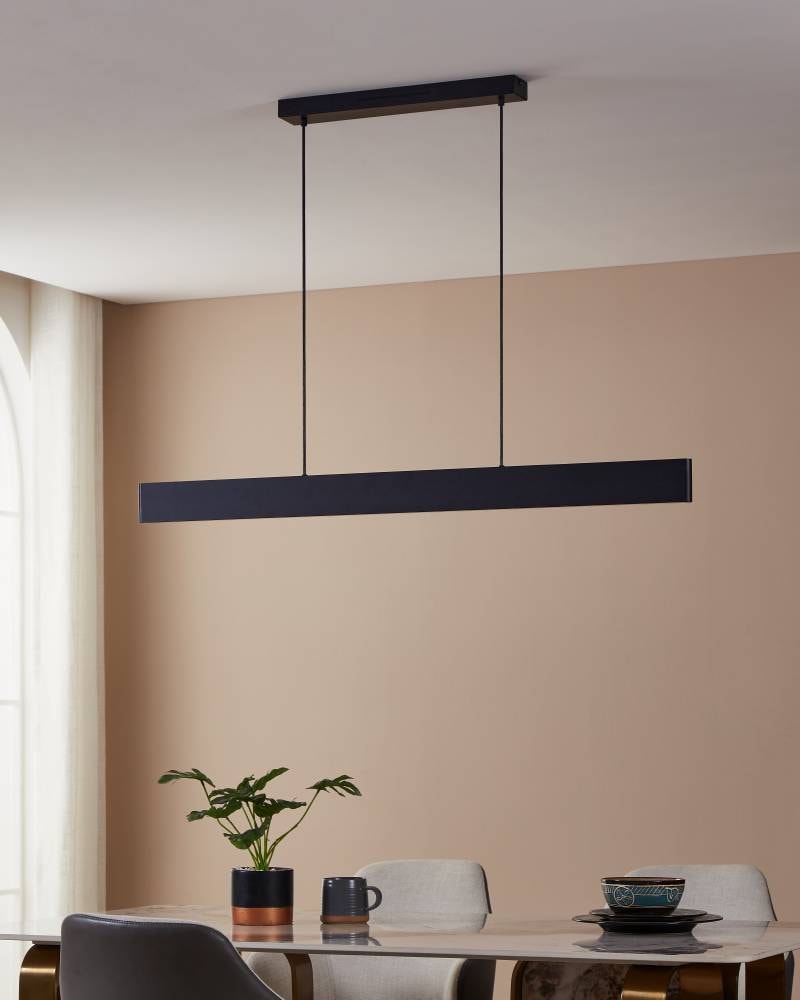 EGLO Hängeleuchte »ANDREAS-Z Hängelampe schwarz, ZigBee 3.0, Pendelleuchte, Pendellampe«, 2 flammig, Leuchtmittel LED-Modul | LED fest integriert, Timer, App / Sprachsteuerung Alexa, 117x7x110cm, exkl. Fernbedienung