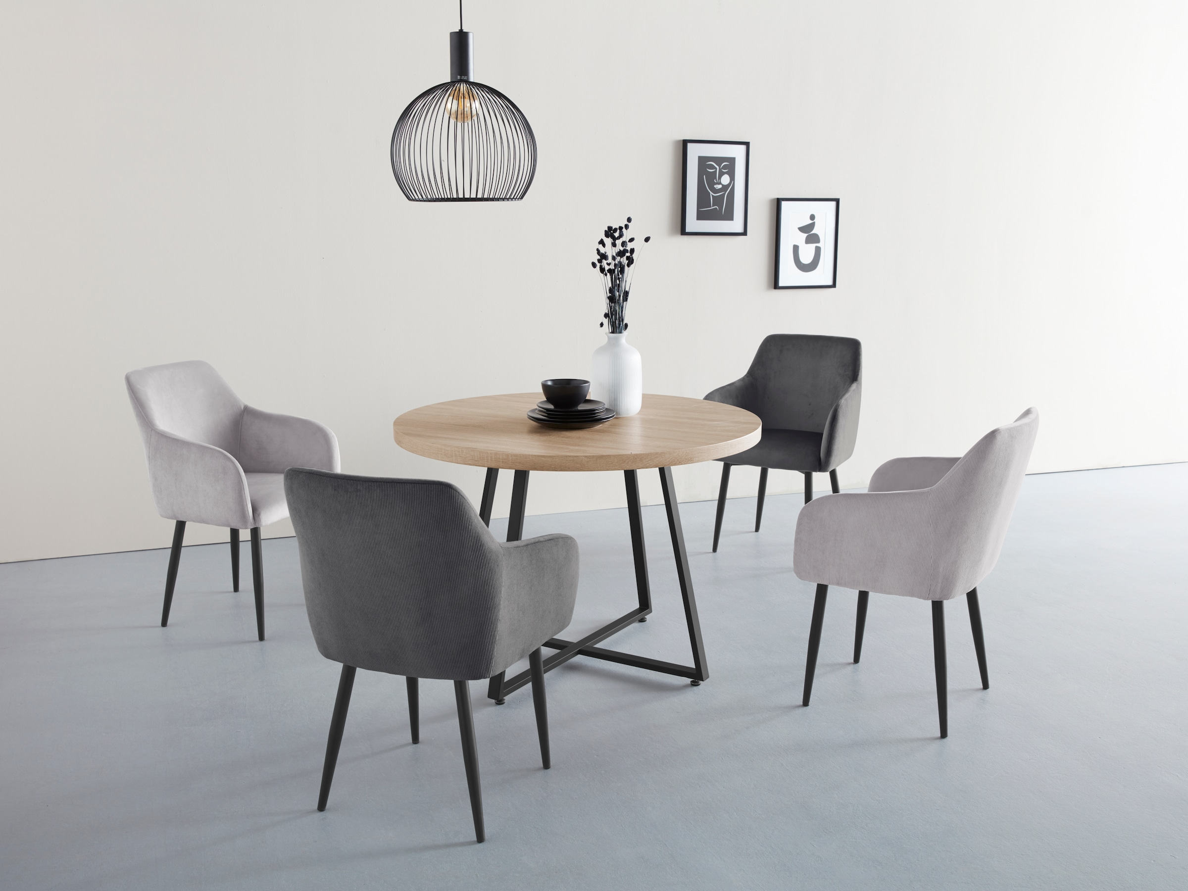 Home affaire Esstisch »Anja, TOPSELLER!«, (Esstisch, Küchentisch), Durchmesser 110 cm, Skandi Design, Metallgestell