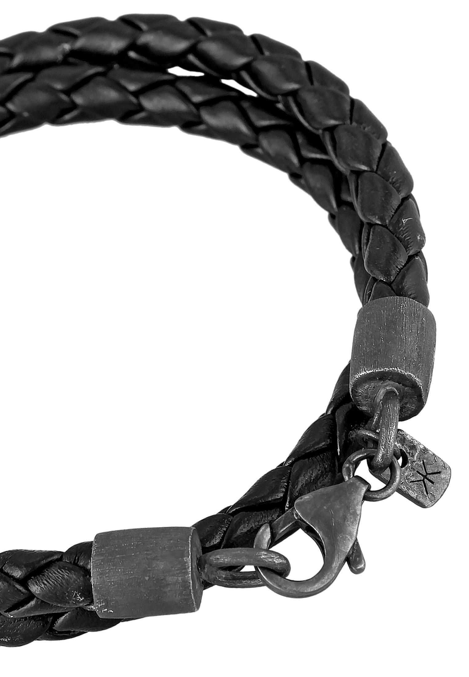 Kuzzoi Lederarmband »Armband Echtleder Geflochten Wickeldesign 925 Silber«