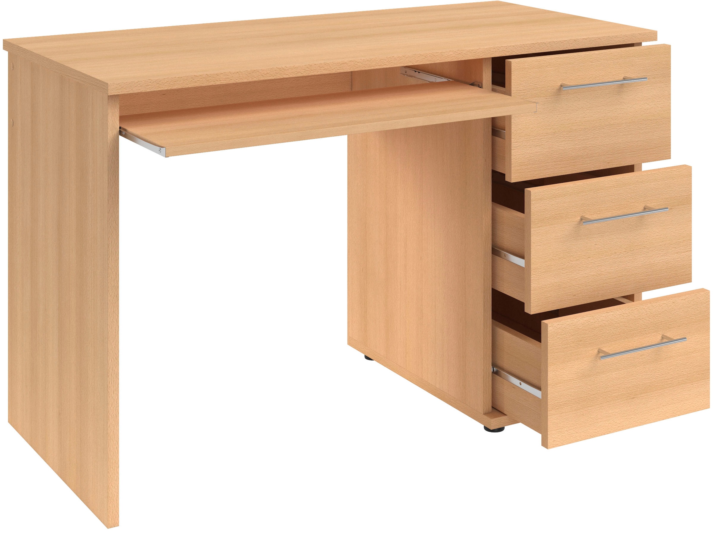 VOGL Möbelfabrik Schreibtisch »Tobi, optional mit Tastaturauszug,«, mit 3 Schubkästen, Breite 115 cm, Made in Germany