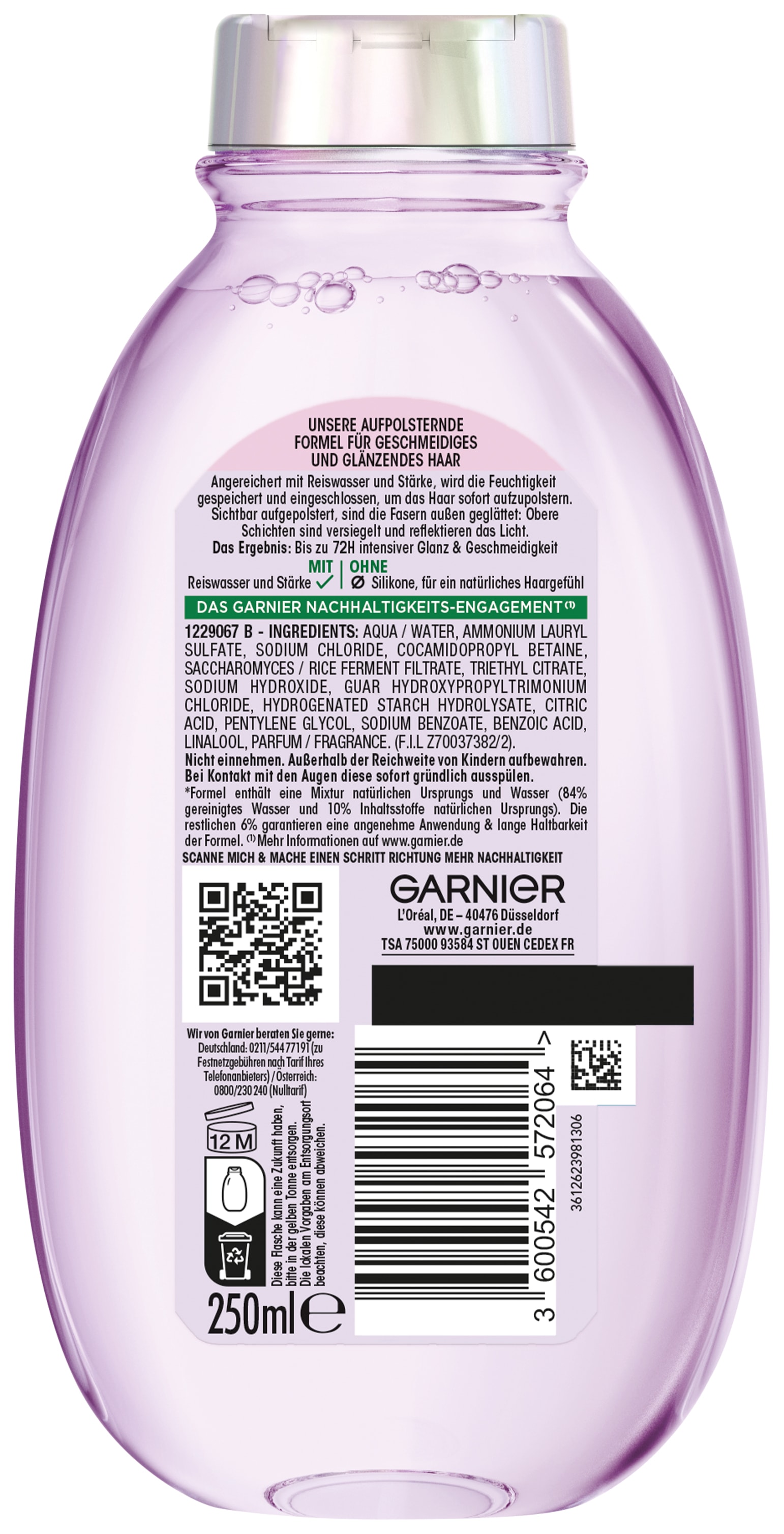 GARNIER Haarshampoo »WAHRE SCHÄTZE REISWASSER RITUAL SHAMPOO« mit Reiswasser und Stärke, ohne Silikone