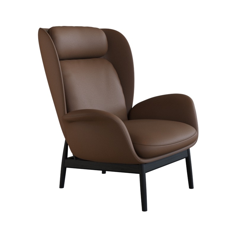 FLEXLUX Ohrensessel »Padova Scandic Design Sessel, erstklassiger Sitz- und Wohlfühlkomfort«, Stil & Komfort, organische Form, Ledenstütze integriert, Fuß schwarz