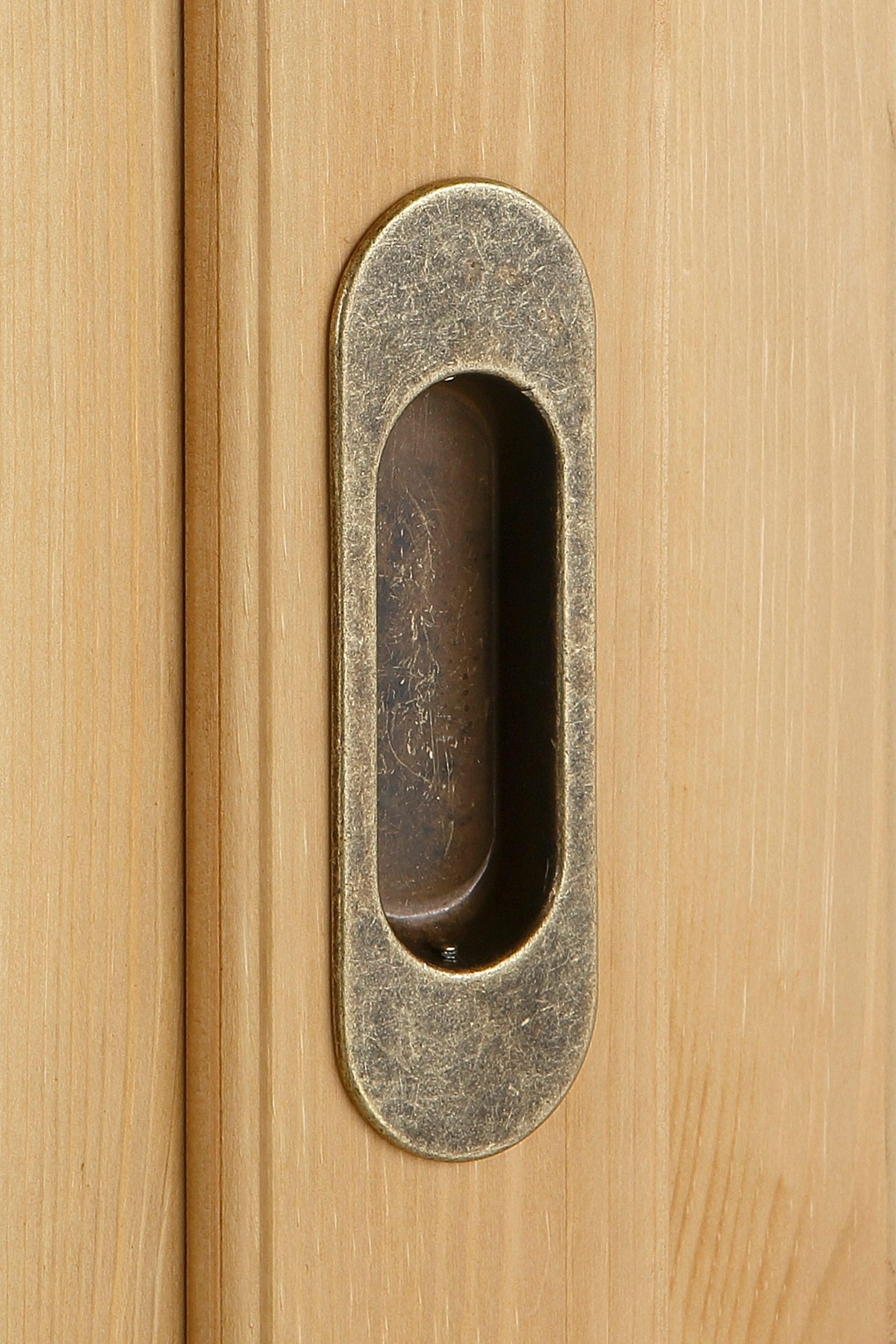 Home affaire Schiebetürenschrank »Konrad, Landhausstil, rustikal, mit Schubladen + Spiegel, Kassetten« 3 Breiten: 153/202/249 cm  H/T ca.207/64 cm,  massive Kiefer, FSC®-zertifiziert, Messinggriffe, mehrere Varianten