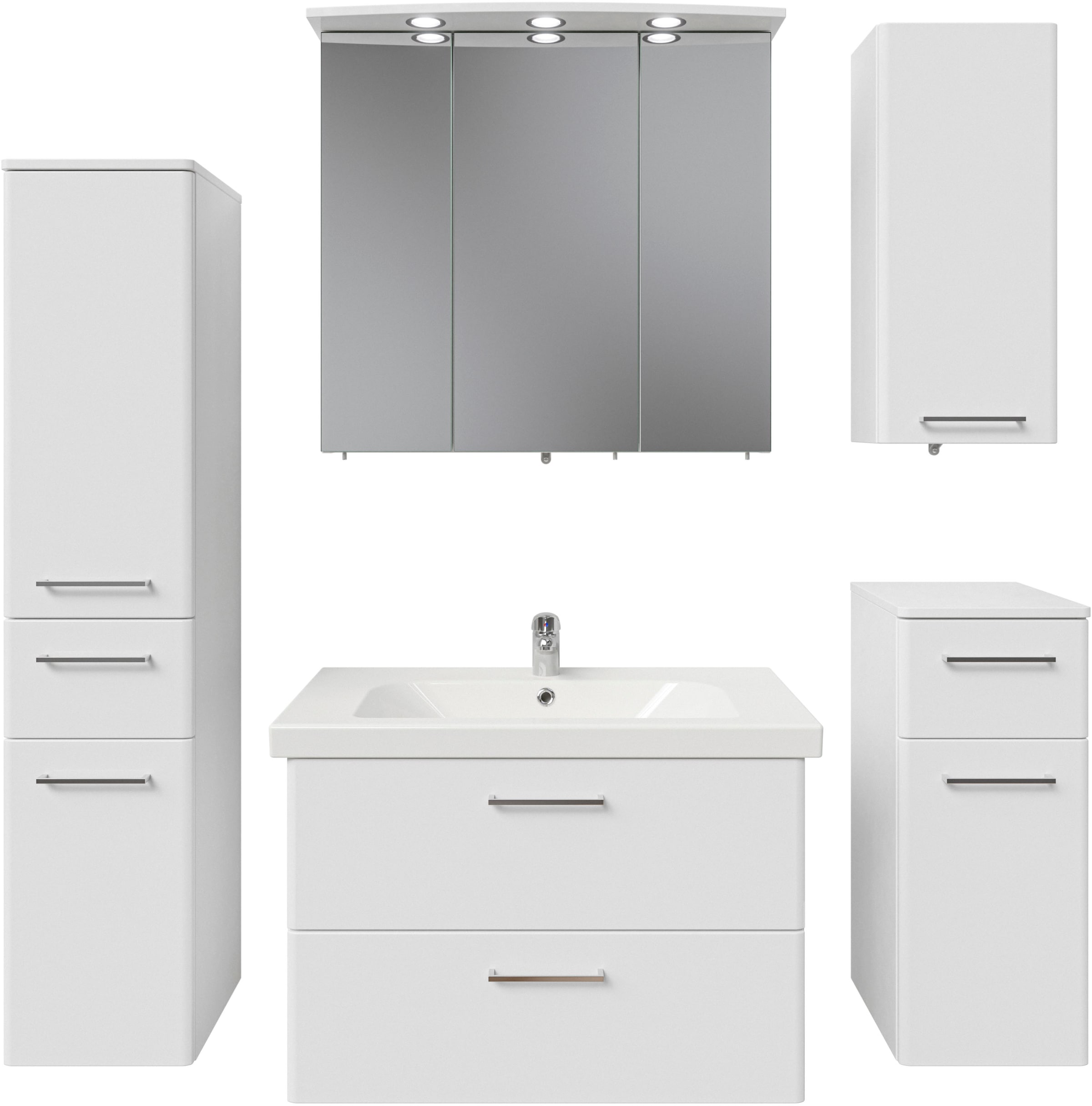 Saphir Badmöbel-Set »Quickset 316 5-teilig, Keramikwaschtisch mit LED-Spiegelschrank« 6 Stk. tlg.