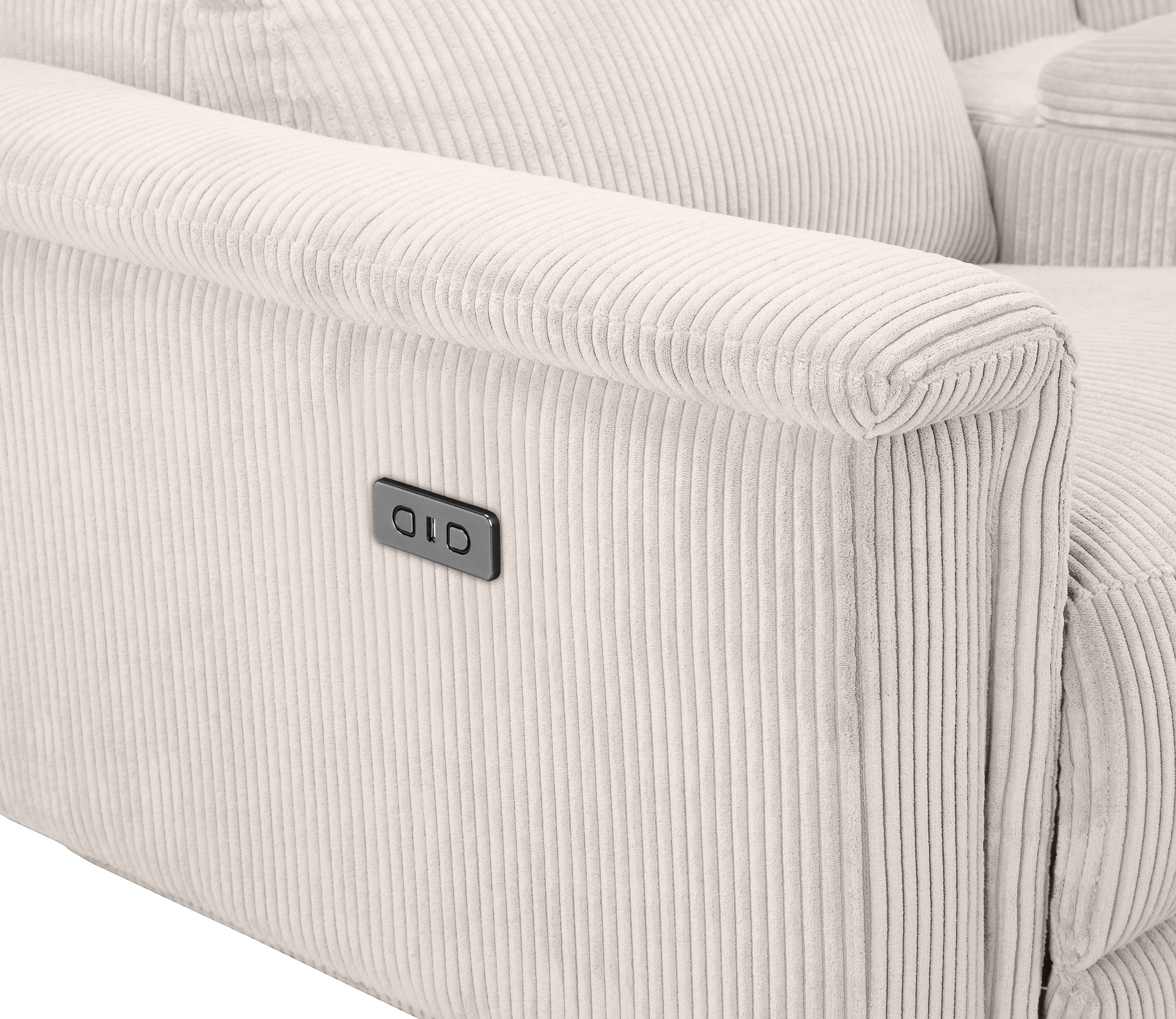 Places of Style 2-Sitzer »Lund in Cord, 2er-Kinosofa, TV-Sessel, Multimedia-Sofa, USB-A,«, m. elektrischer o. manueller Relaxfunktion, Getränkehalter u. Staufach