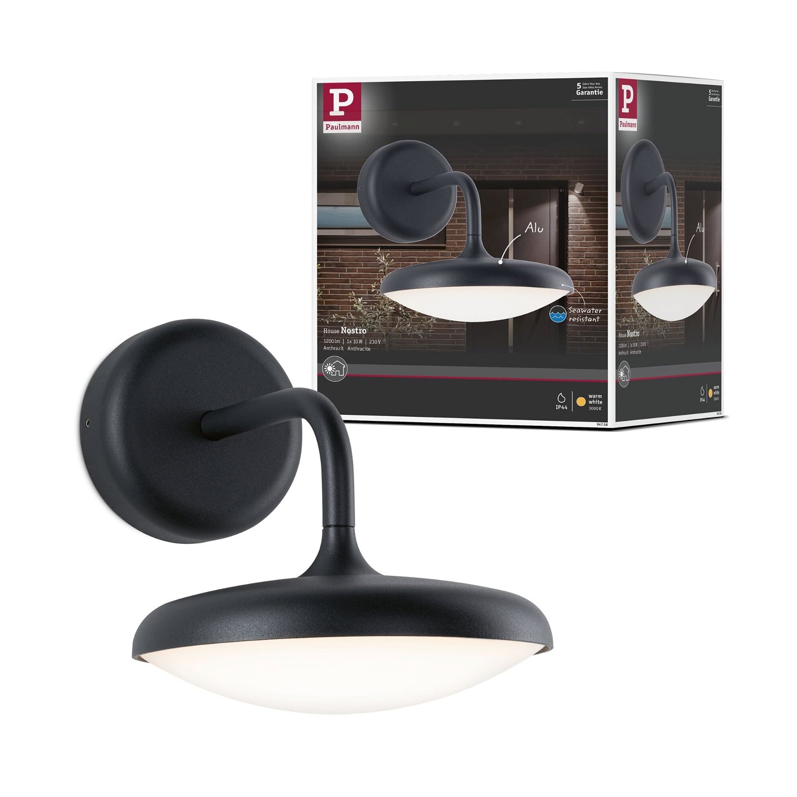 Paulmann LED Pollerleuchte »Nostro IP44 rund 180x250mm 3000K 10W 900lm 230V Anthrazit Aluminium«, 1 flammig, seewasserresistent