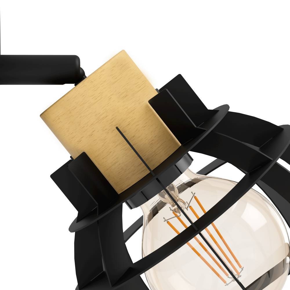 EGLO Deckenspot »STILLINGTON 1« E27 1 Stk. Wandleuchte, Wandspot aus Holz und Metall in Schwarz, Wohnzimmer, Flur