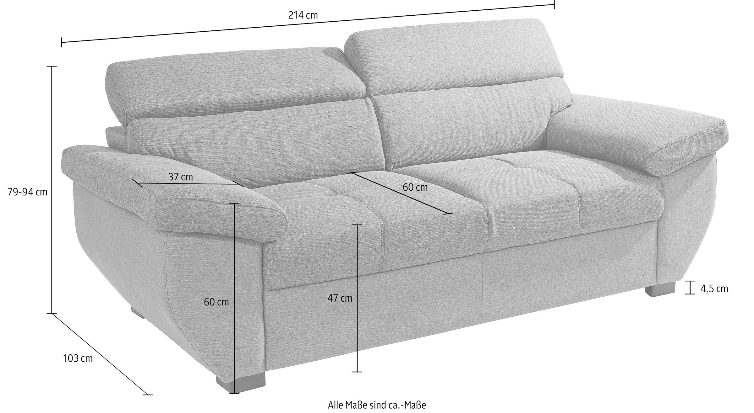 COTTA Polstergarnitur, (Set), Set: bestehend aus 3-Sitzer Sofa und Hocker, 3-Sitzer  Inklusive Rückenverstellung auf Rechnung bestellen