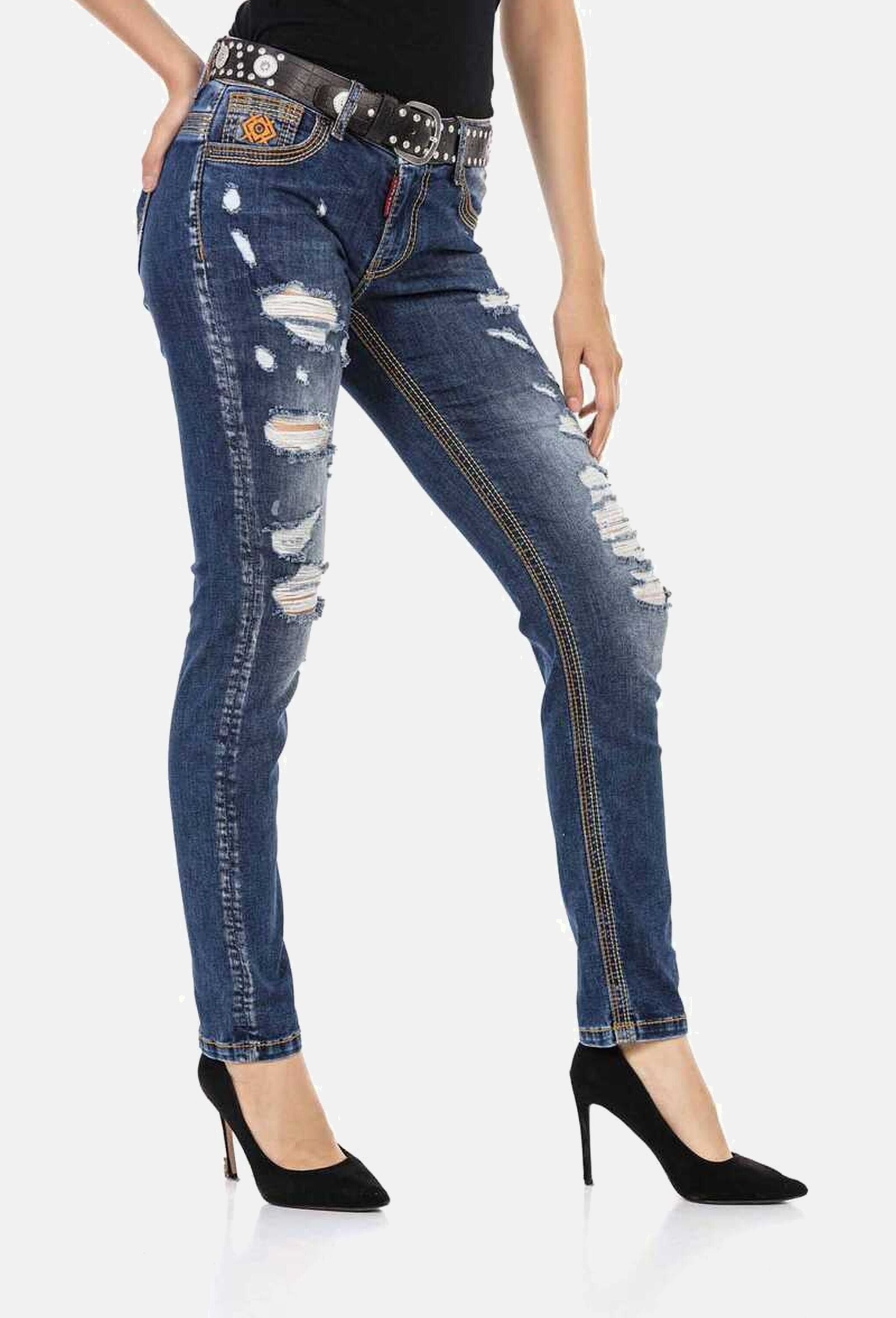 Cipo & Baxx Slim-fit-Jeans »Cipo & Baxx Jeans« in knalligem Design, WD455