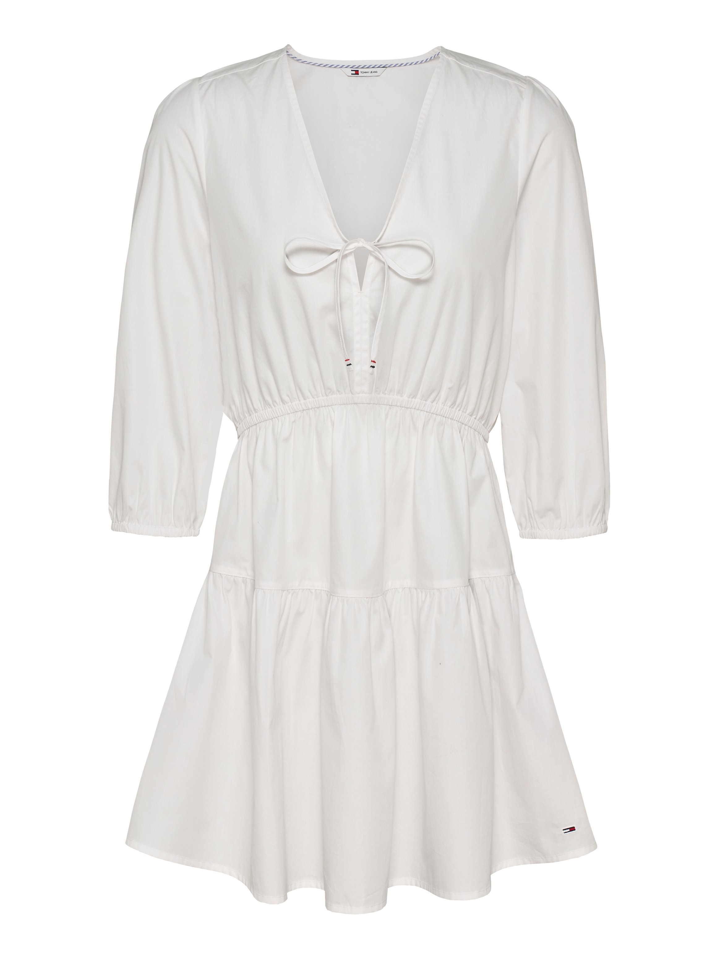 Tommy Jeans Blusenkleid »TJW POPLIN TIERED MINI DRESS EXT«, mit Bindeband