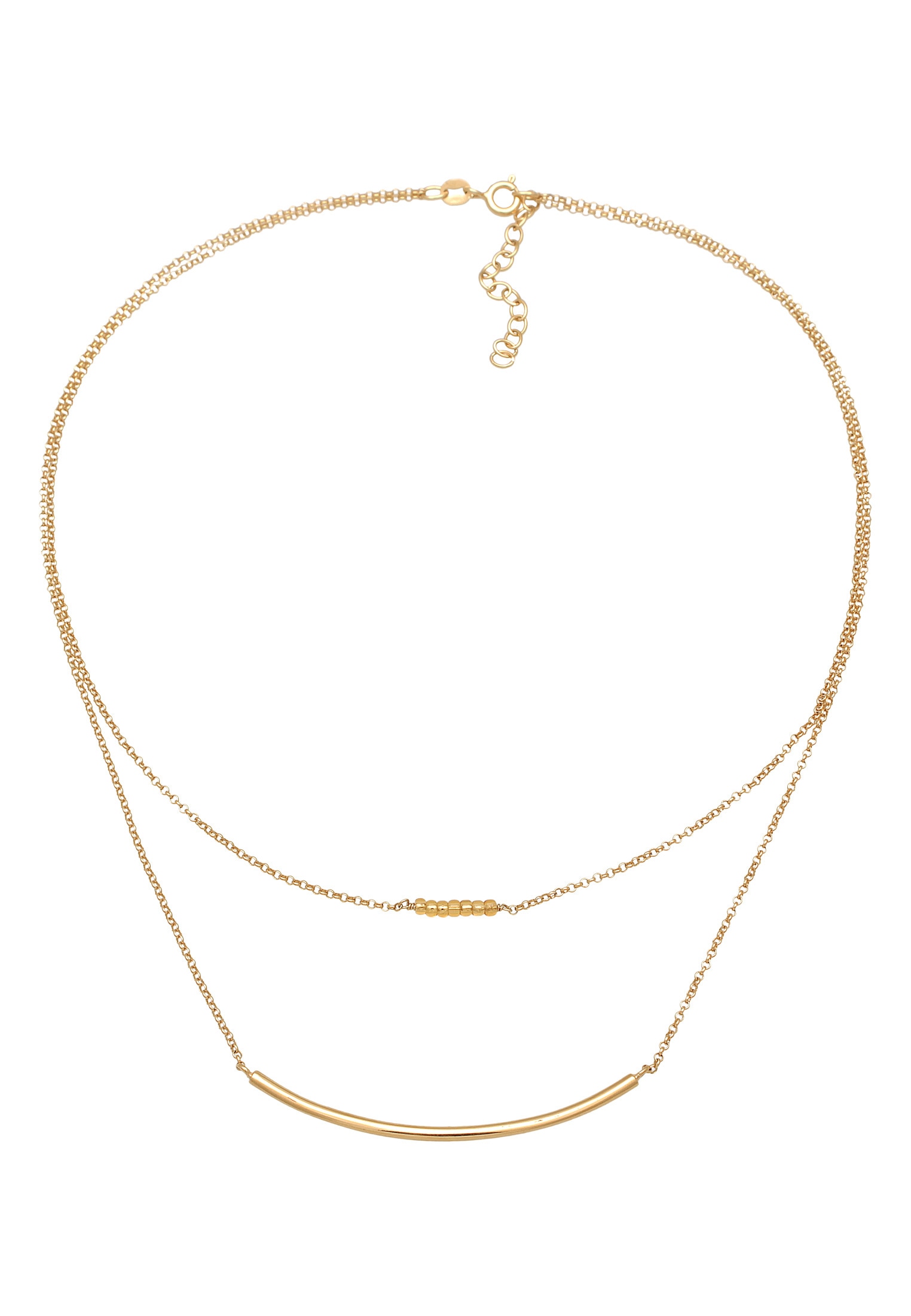 Elli Silberkette »Halskette Layer Glasperlen Cuff Basic 925 Silber vergoldet«