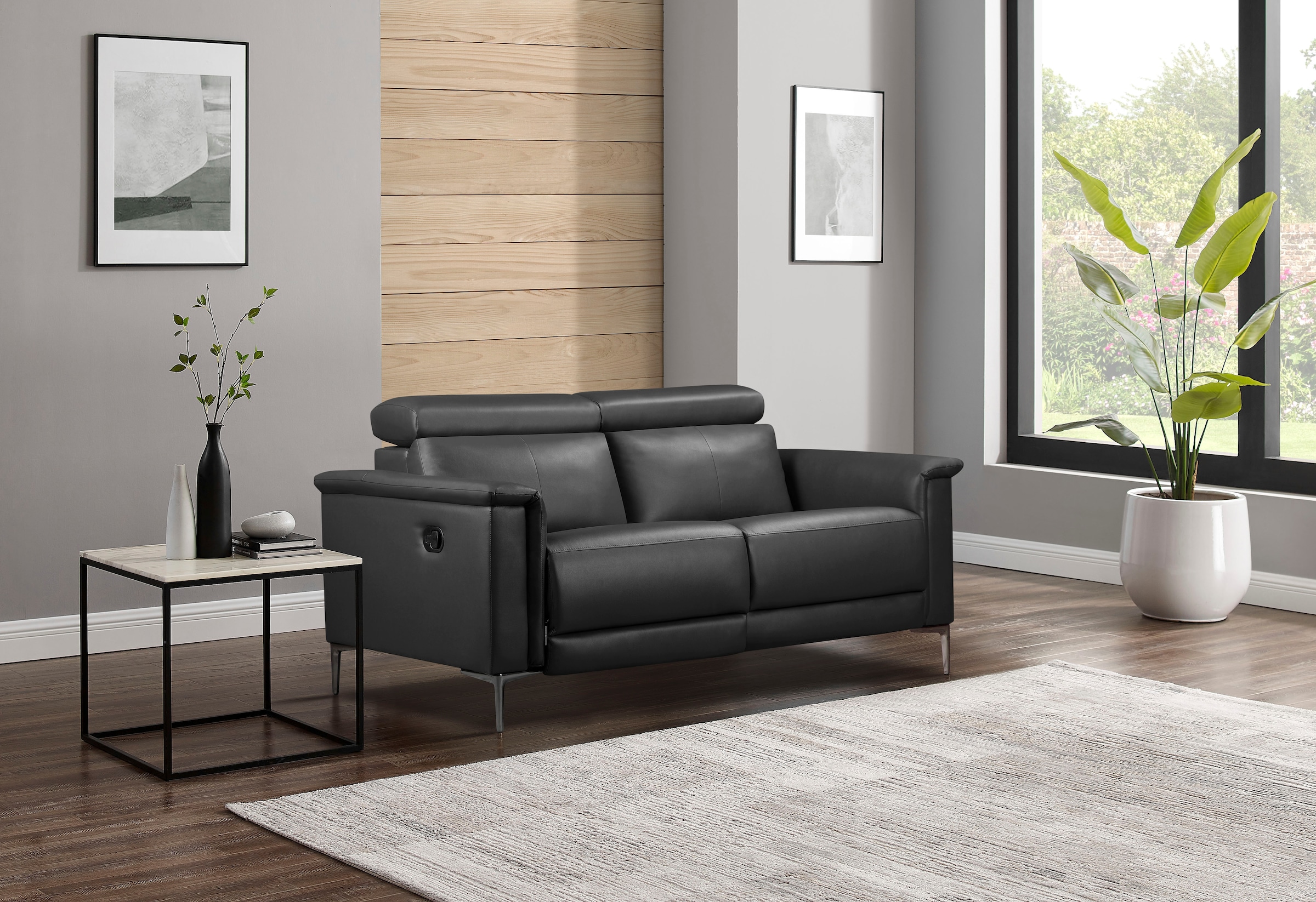 OTTO home 2-Sitzer »LUND,Naturleder, 160 cm, mit Relaxfunktion und Kopfteilverstellung« manuell od. elektrisch (m.USB-C), Federkern