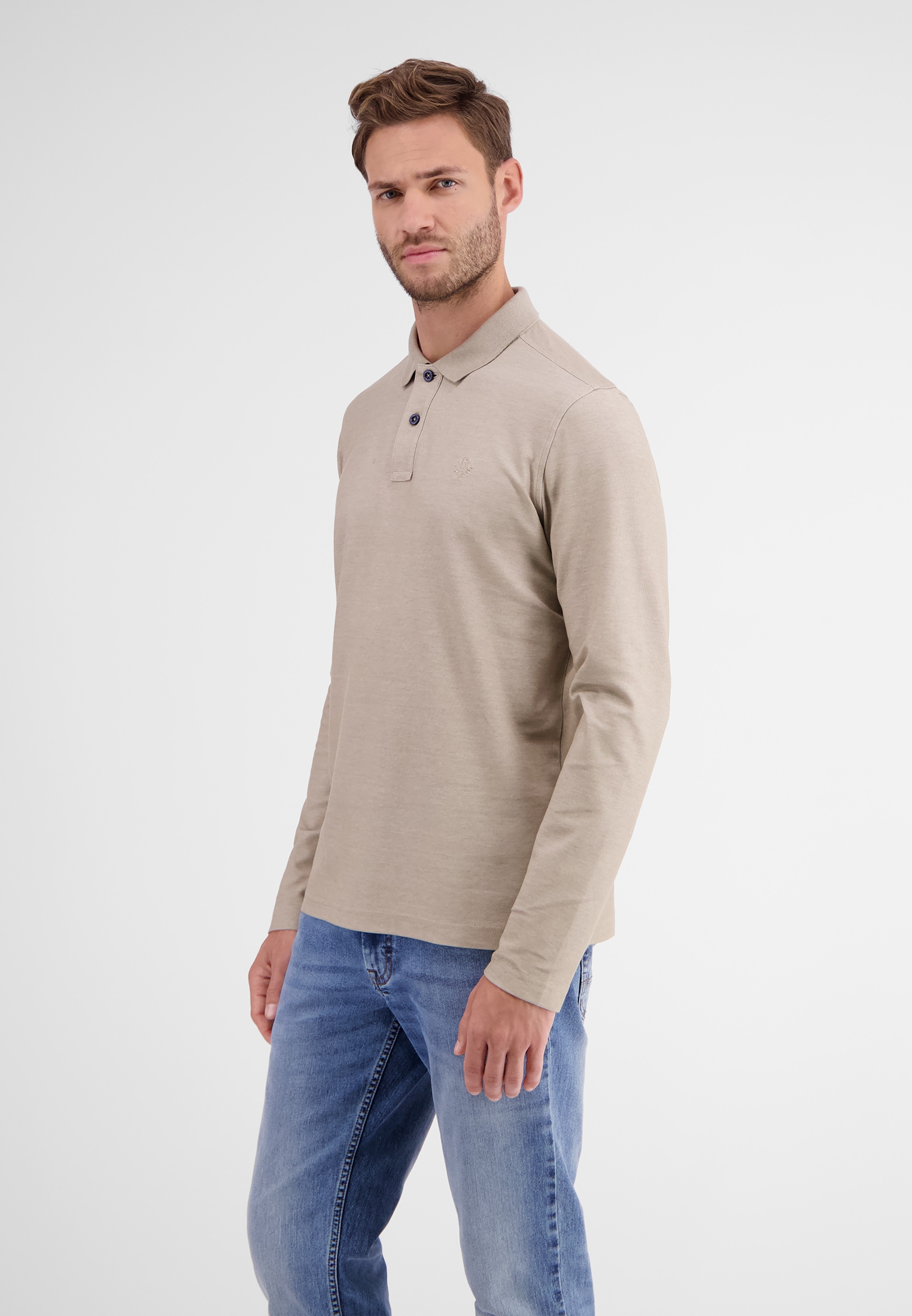 LERROS Sweatshirt »LERROS Longsleeve Polo, Piqué«