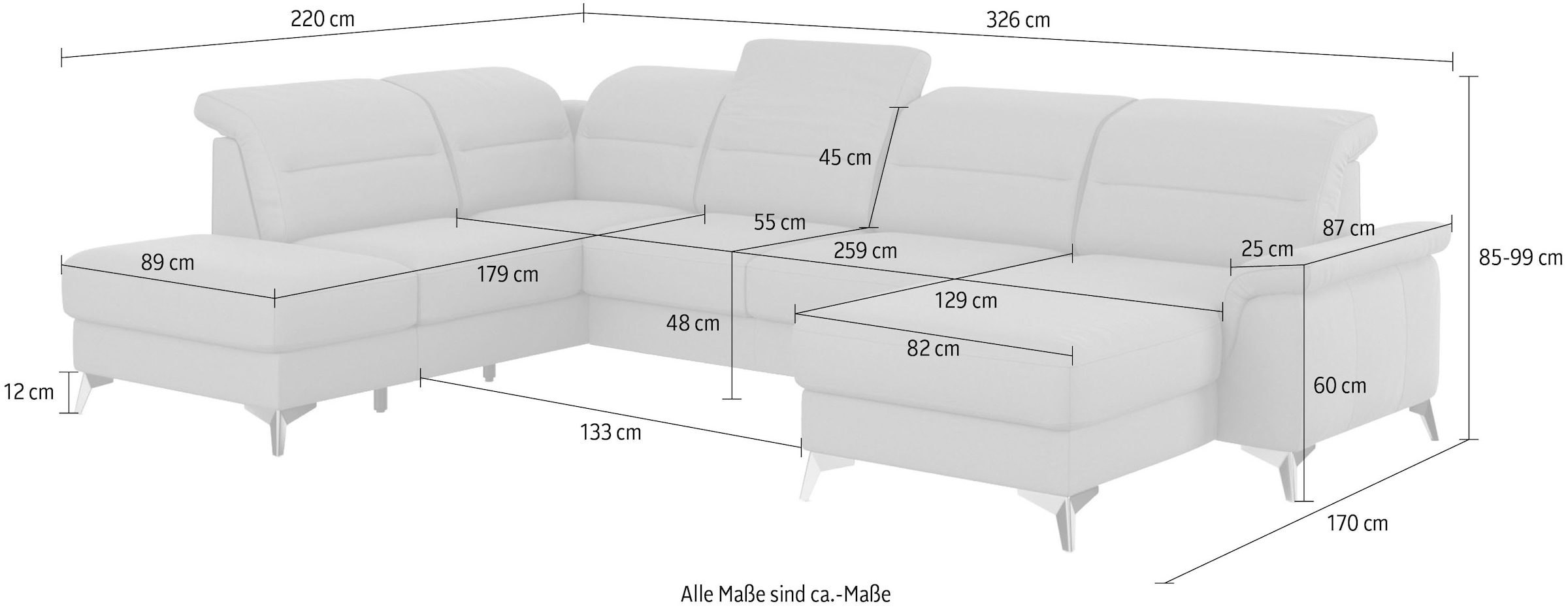 sit&more Wohnlandschaft »Sinatra U-Form«, optional mit Kopfteilverstellung und Armteilfunktion etc.