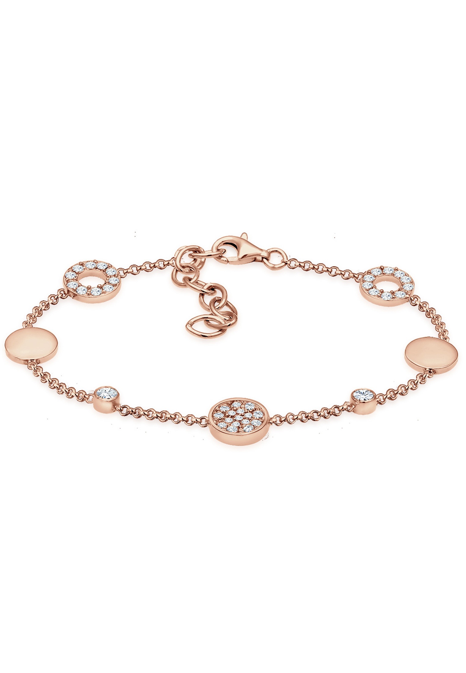 Elli Armkette »Armband Plättchen Kristalle Vintage 925 Silber«