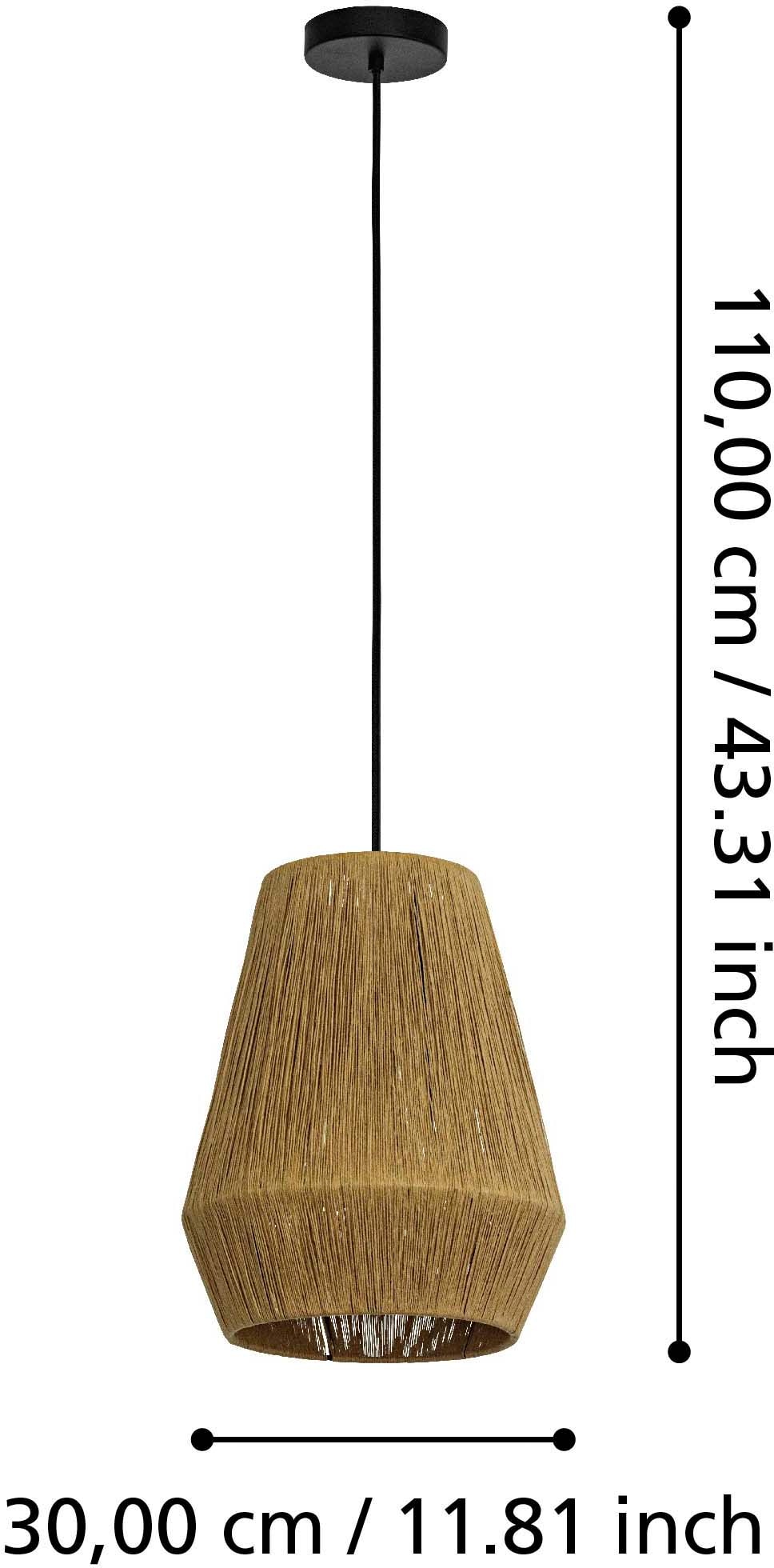 EGLO Hängeleuchte »ALDERNEY Pendellampe, Retro, Stahl und Textil, Hängelampe, E27, Lampe« E27 1 Stk. Hängeleuchte, H110 x Ø30 cm, schwarz, 1X40W exkl.