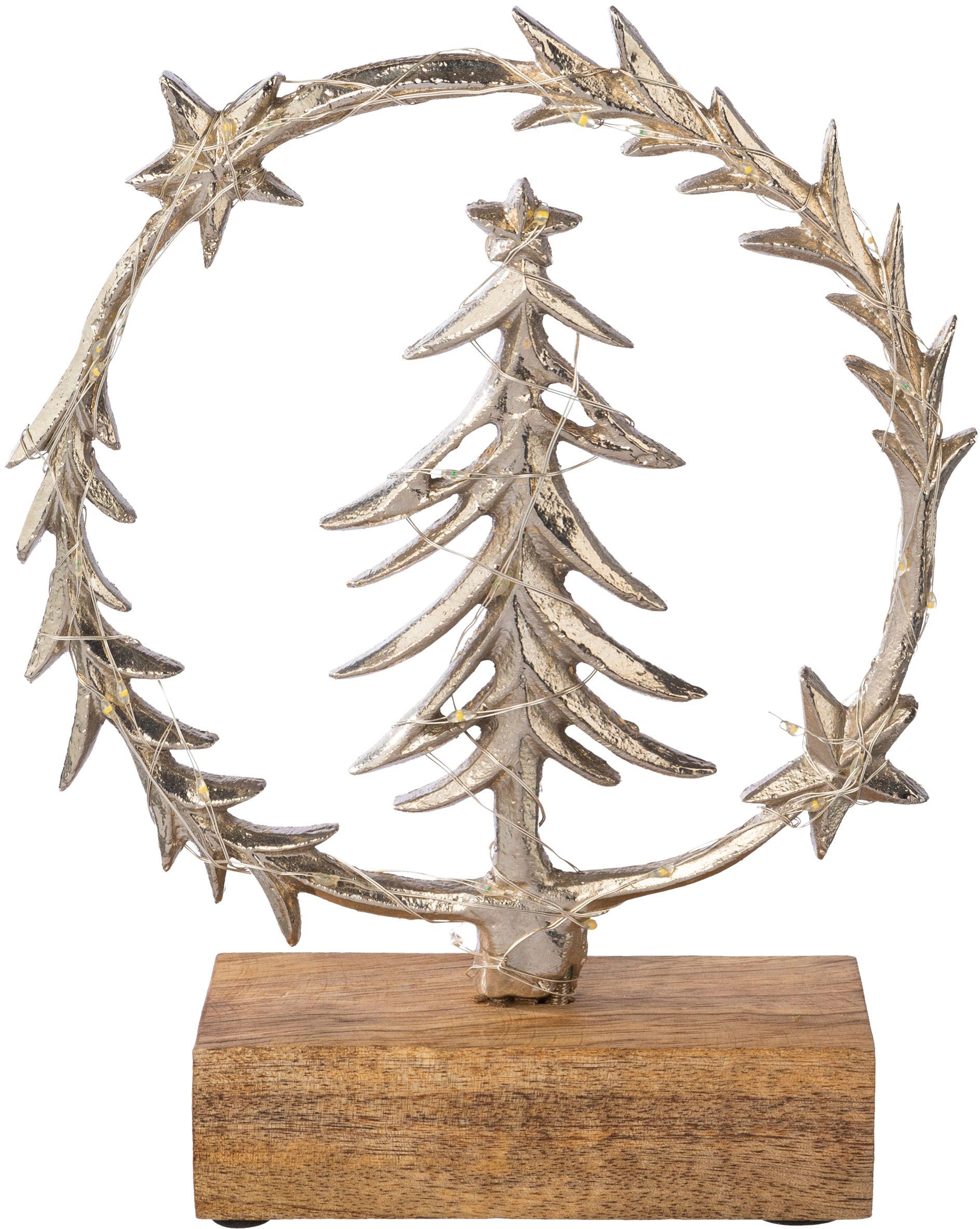 Creativ deco Dekoobjekt »LUMEN, Deko mit Beleuchtung, Kranz mit Tannenbaum«, Weihnachtsdeko, Batteriebetrieb