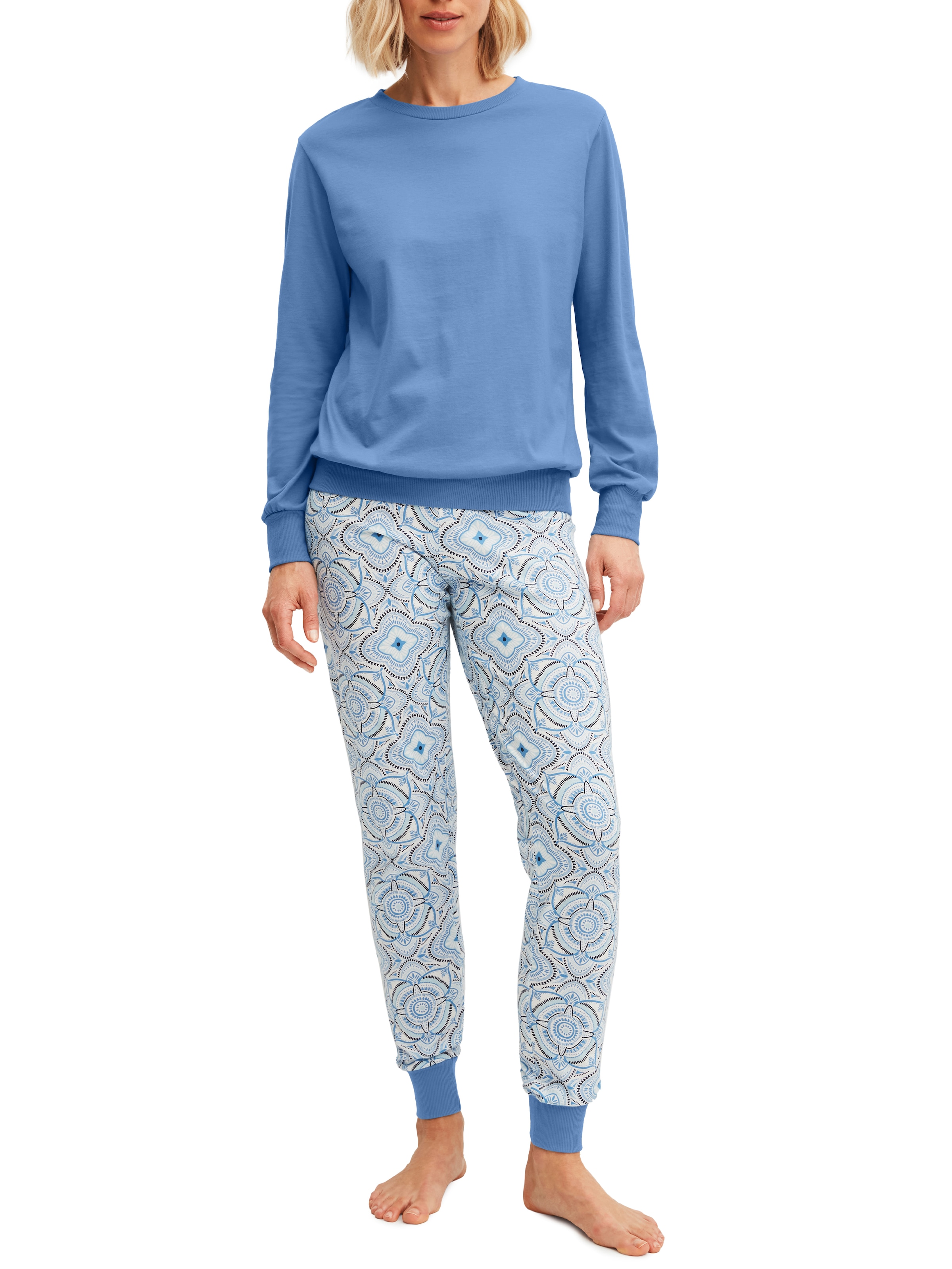 CALIDA Schlafanzug »Cotton Stripes« 2 Stk. tlg., Langarm, Rundhals-Ausschnitt, lockere Passform, Baumwolle