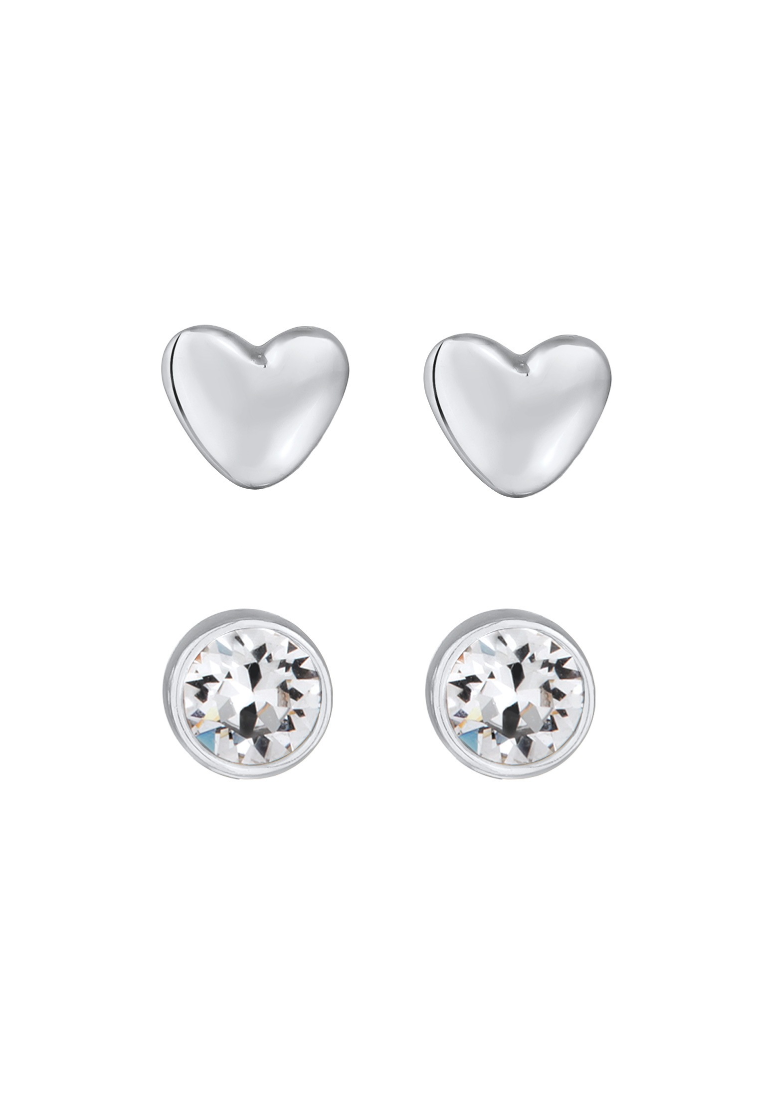 Elli Ohrstecker-Set »Ohrringe 2er Set Herz 925 Silber, mit Kristallen von Swarovski®«