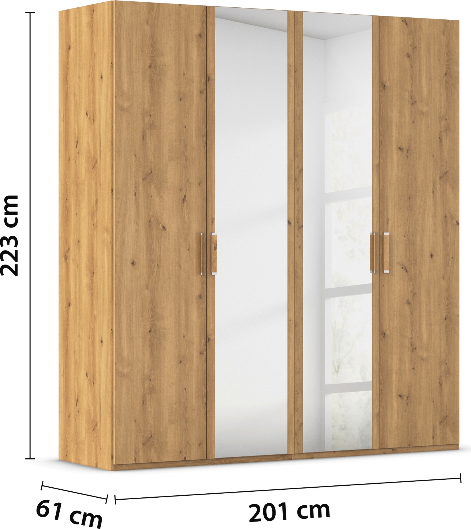 rauch Drehtürenschrank »Kleiderschrank Schrank Garderobe Schlafzimmerschrank EVELYN«, (in 2 Höhen 197 oder 210 cm erhältlich), in elegantem Stil, viel Stauraum 3 Breiten und 2 Höhen MADE IN GERMANY