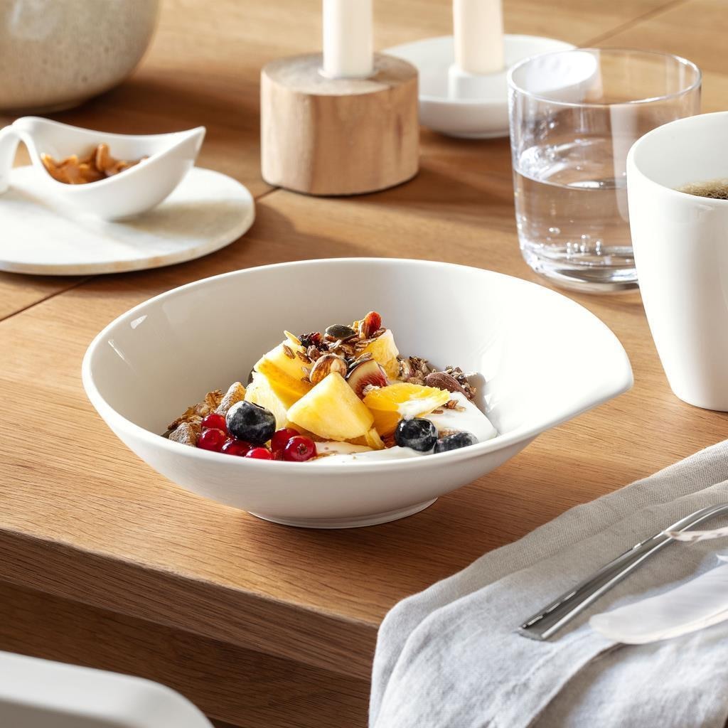 Villeroy & Boch Geschirr-Set »Tafelservice Flow 12er Set weiß« Spülmaschinengeeignet, Mikrowellenfest
