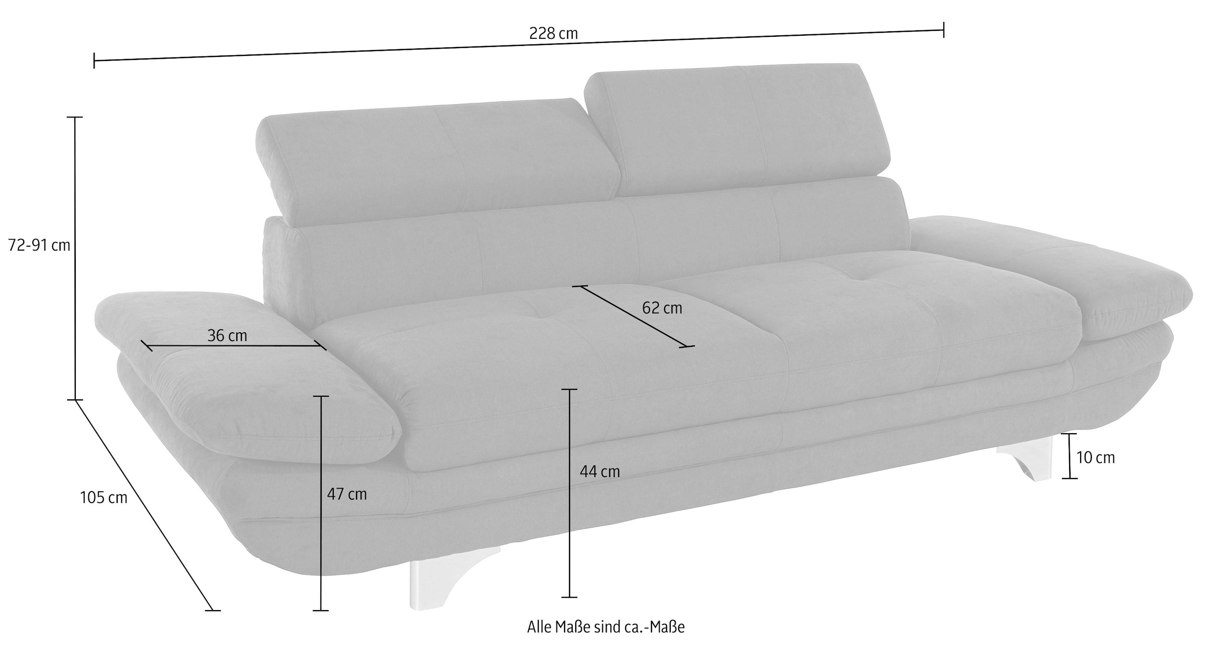 COTTA 3-Sitzer »Enterprise«, Big-Sofa, mit Armteilverstellung & Kopfteilverstellung