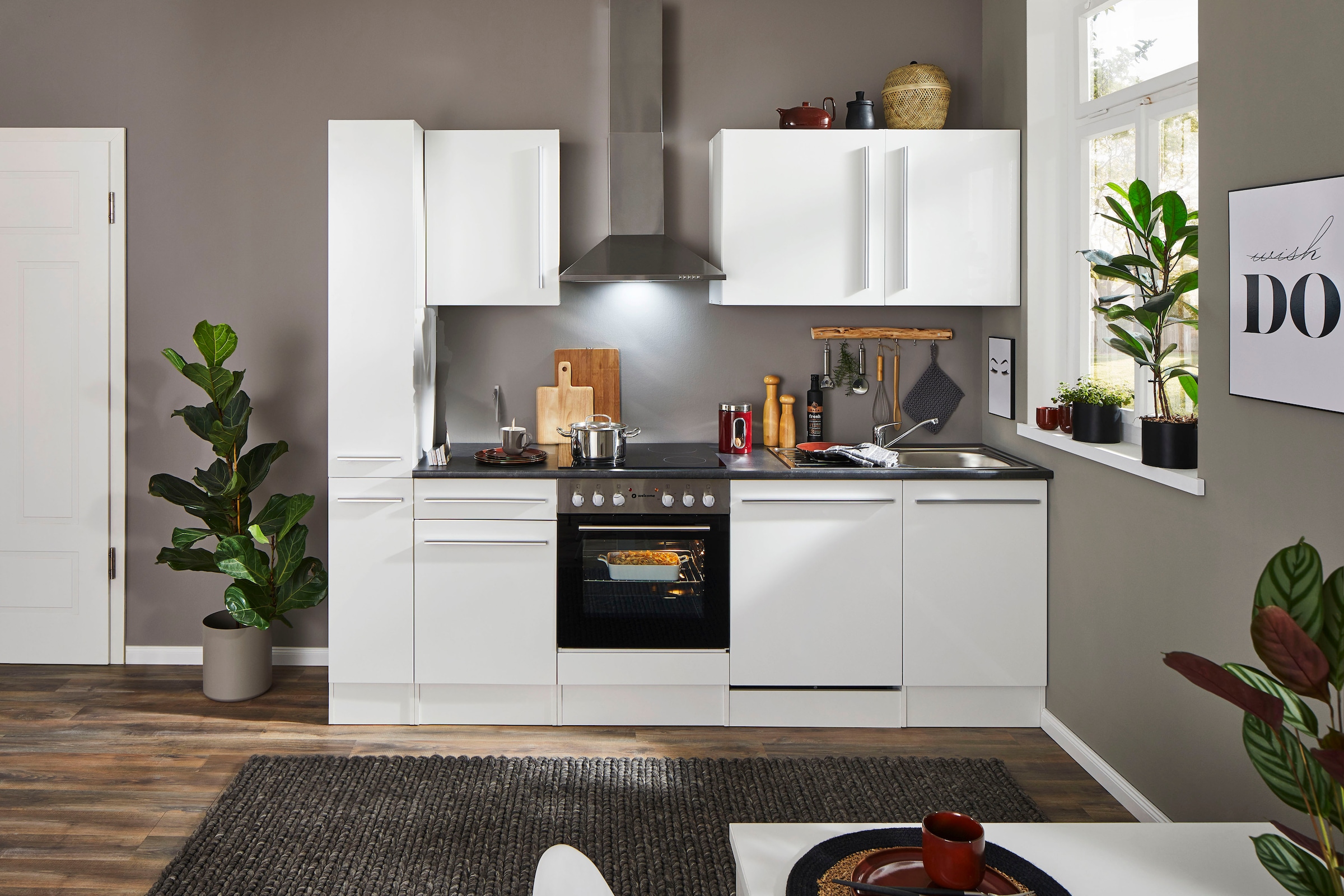 BASIC by Balculina Küchenzeile »Jazz«, Breite 250 cm, wahlweise mit E-Geräten
