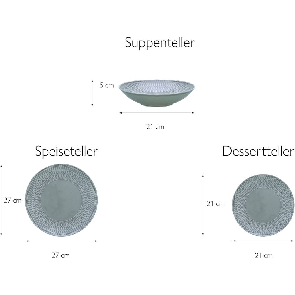 CreaTable Teller-Set »Geschirr-Set Sofia«, (Set, 12 tlg., Tafelservice für 4 Personen)