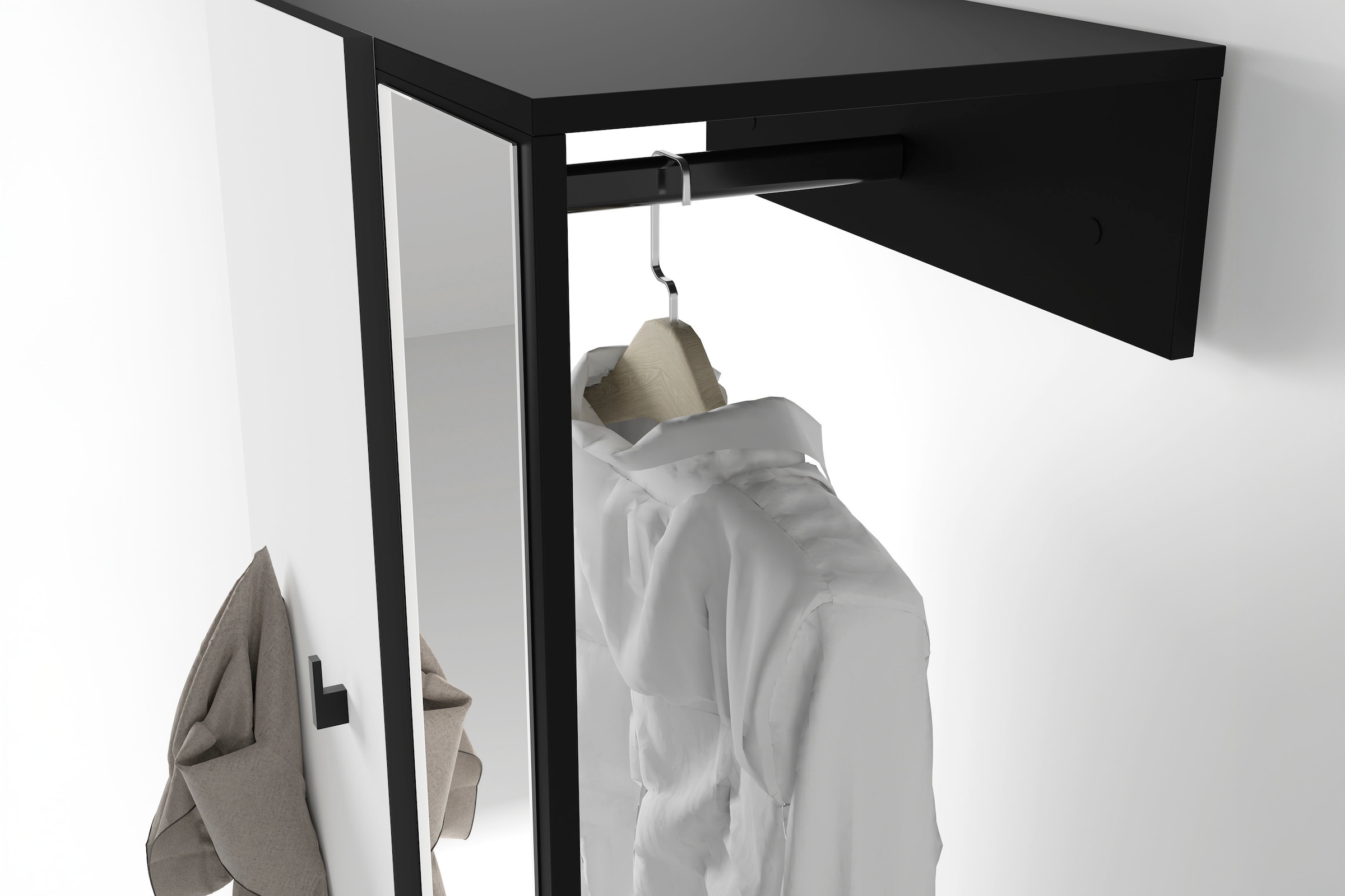 byLIVING Kompaktgarderobe »Dielen - Set Andorra« 1 Stk. tlg. maximale Ordnung auf wenig Fläche mit Spiegel, Kleiderstange und Haken