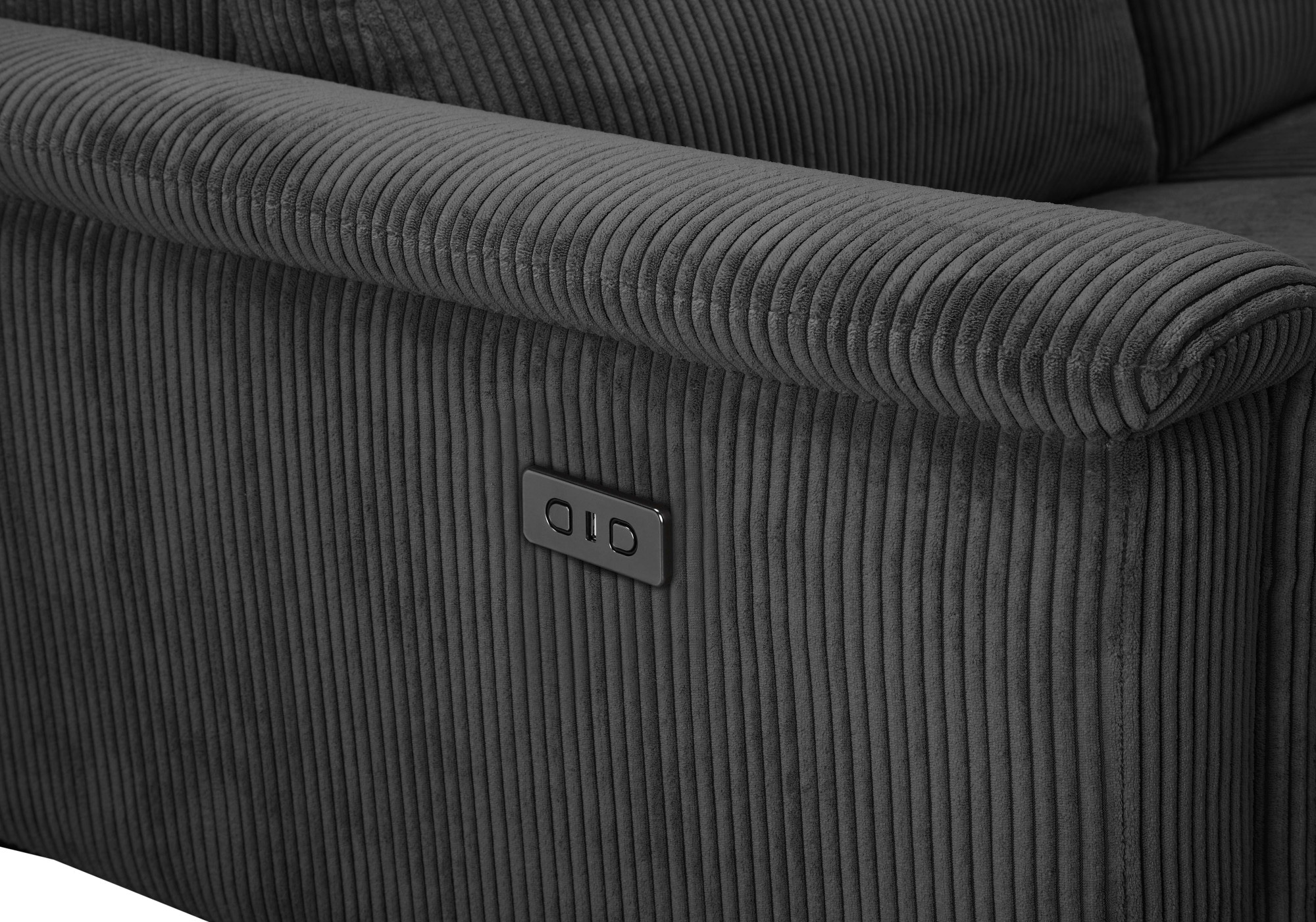Places of Style Ecksofa »Lund in Cord, L-Form, 261 cm, manuelle und elektr. Relaxfunktion,«, USB-A und Kopfteilverstellung