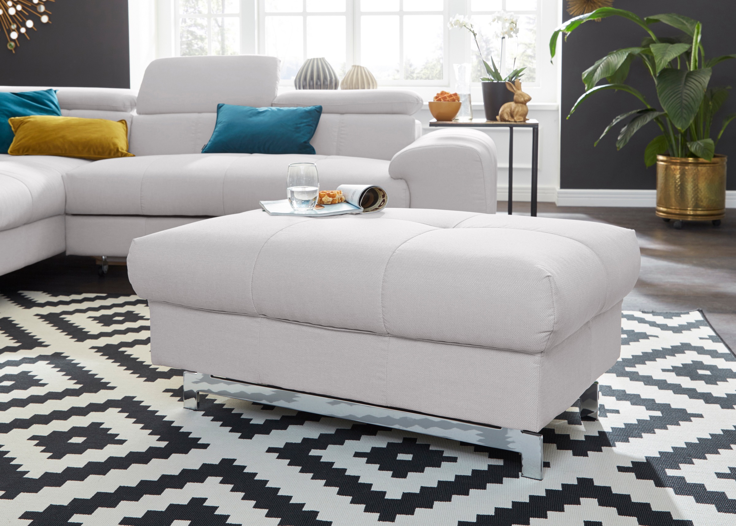 COTTA Polstergarnitur »Chef L-Form«, (Set, 2 tlg.), Set bestehend aus: Ecksofa mit Kopfteilverstellung & Hocker